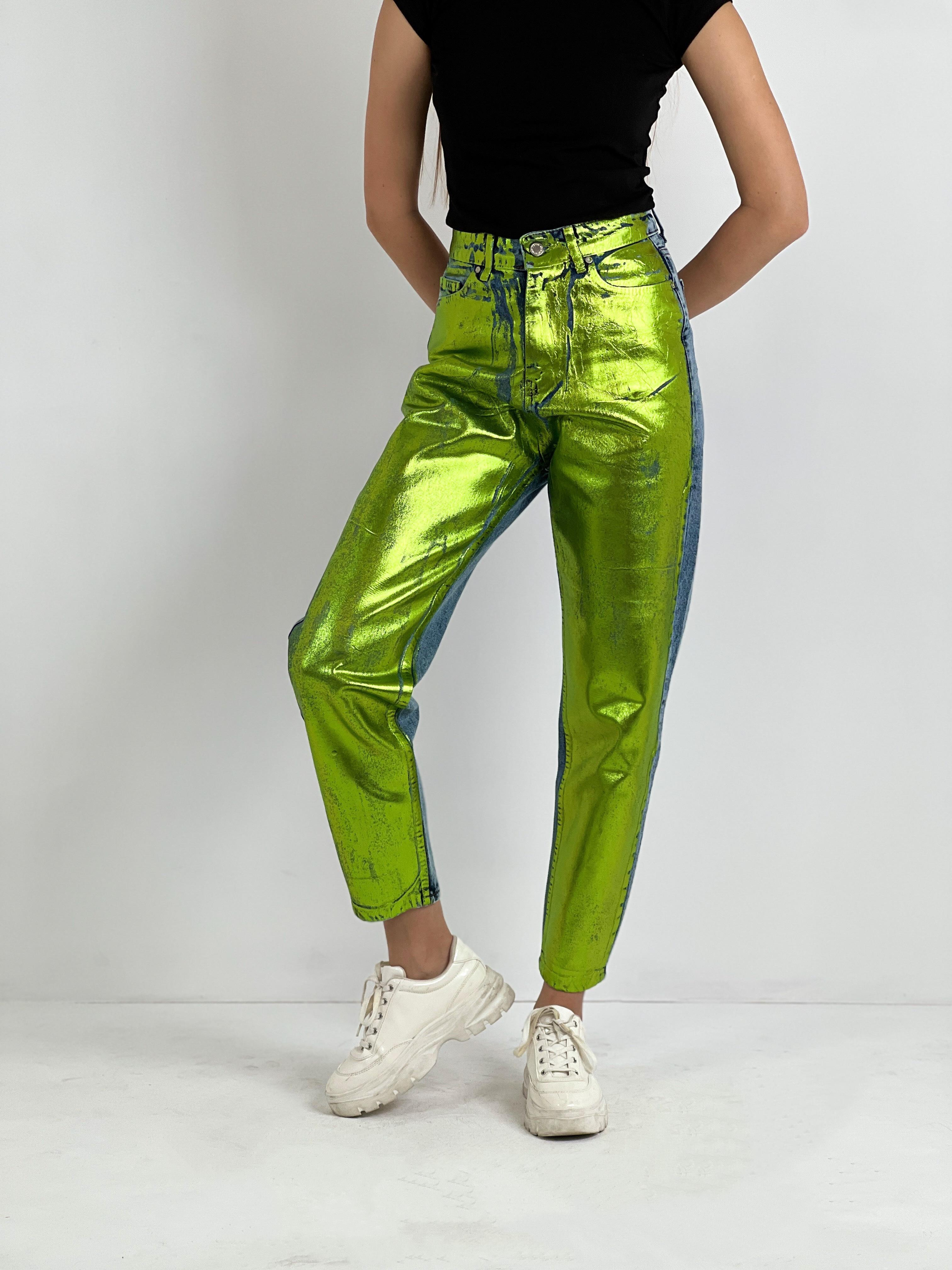 Kadın Varak Baskılı Mom Jean - Mavi-72738-19