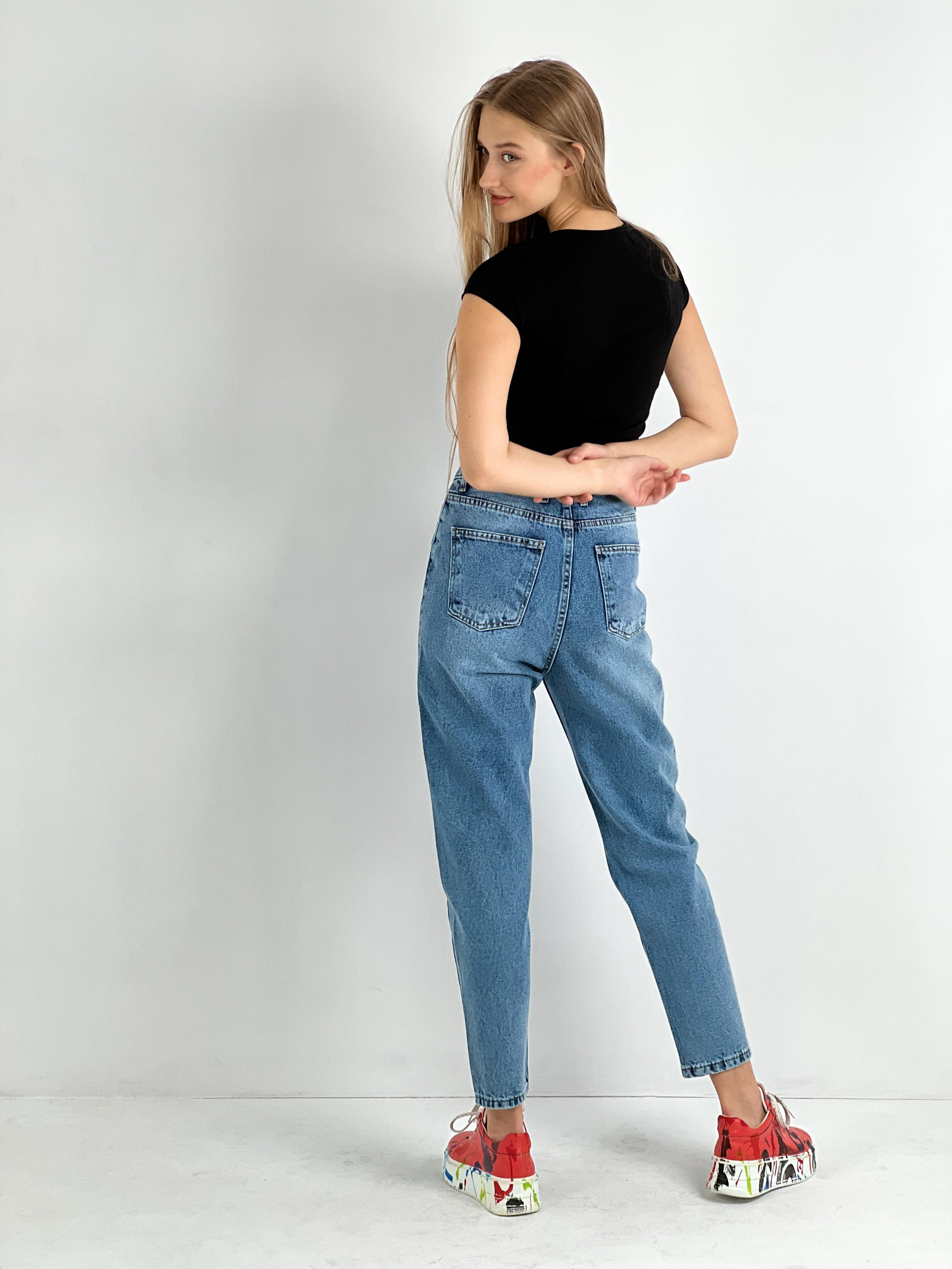 Kadın Varak Baskılı Mom Jean - Mavi-72738-19