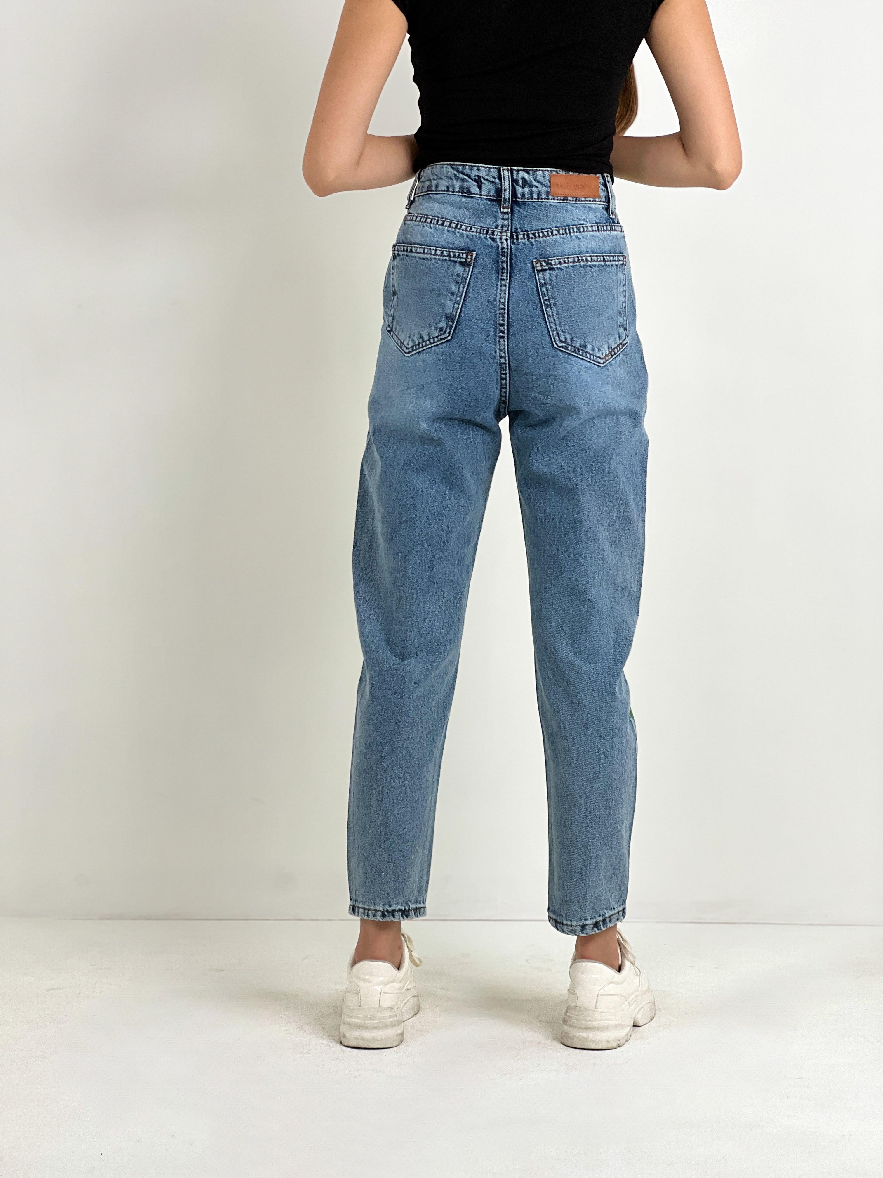 Kadın Varak Baskılı Mom Jean - Mavi-72738-19