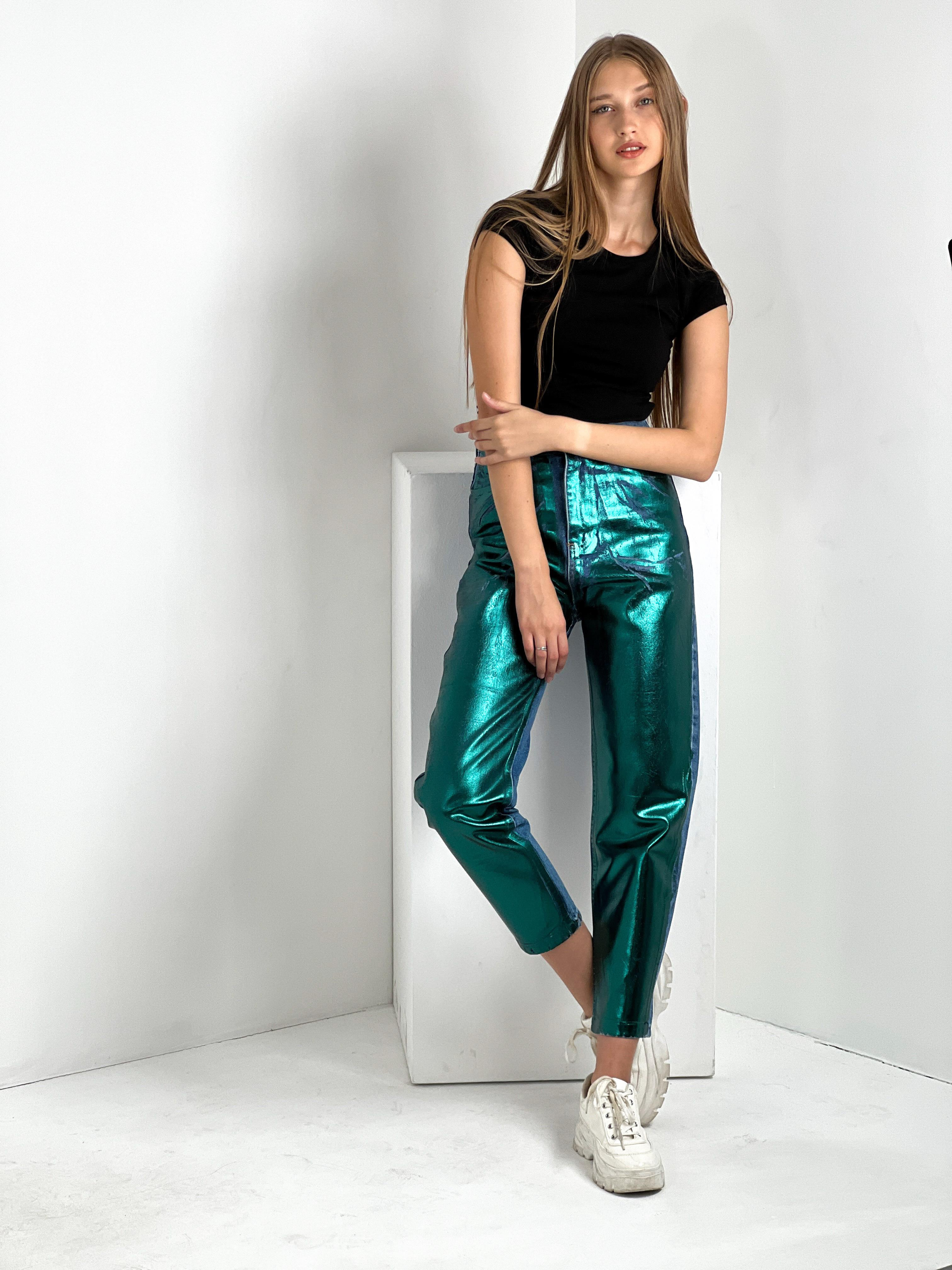 Kadın Varak Baskılı Mom Jean - Mavi-72738-19