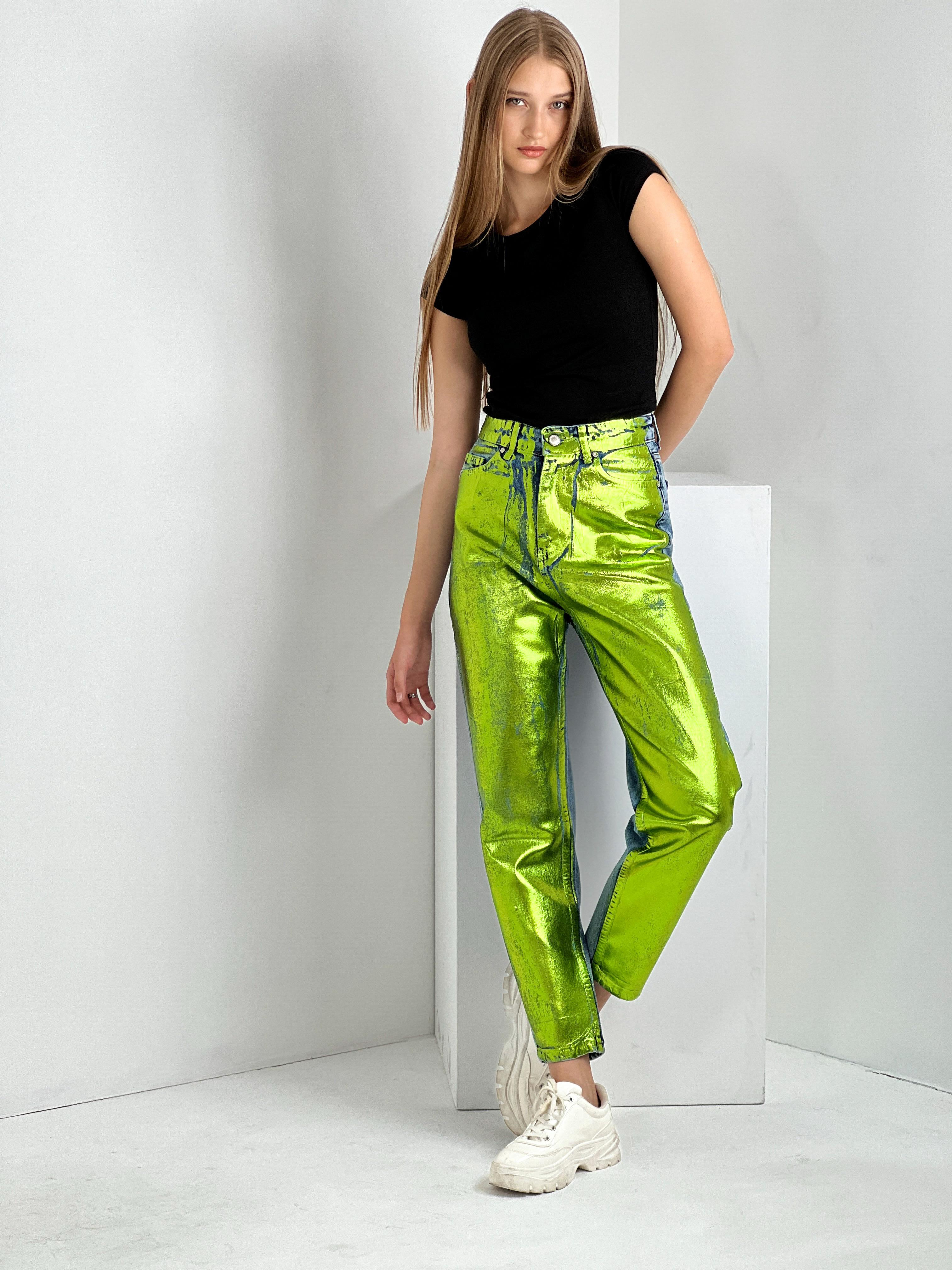 Kadın Varak Baskılı Mom Jean - Mavi-72738-19