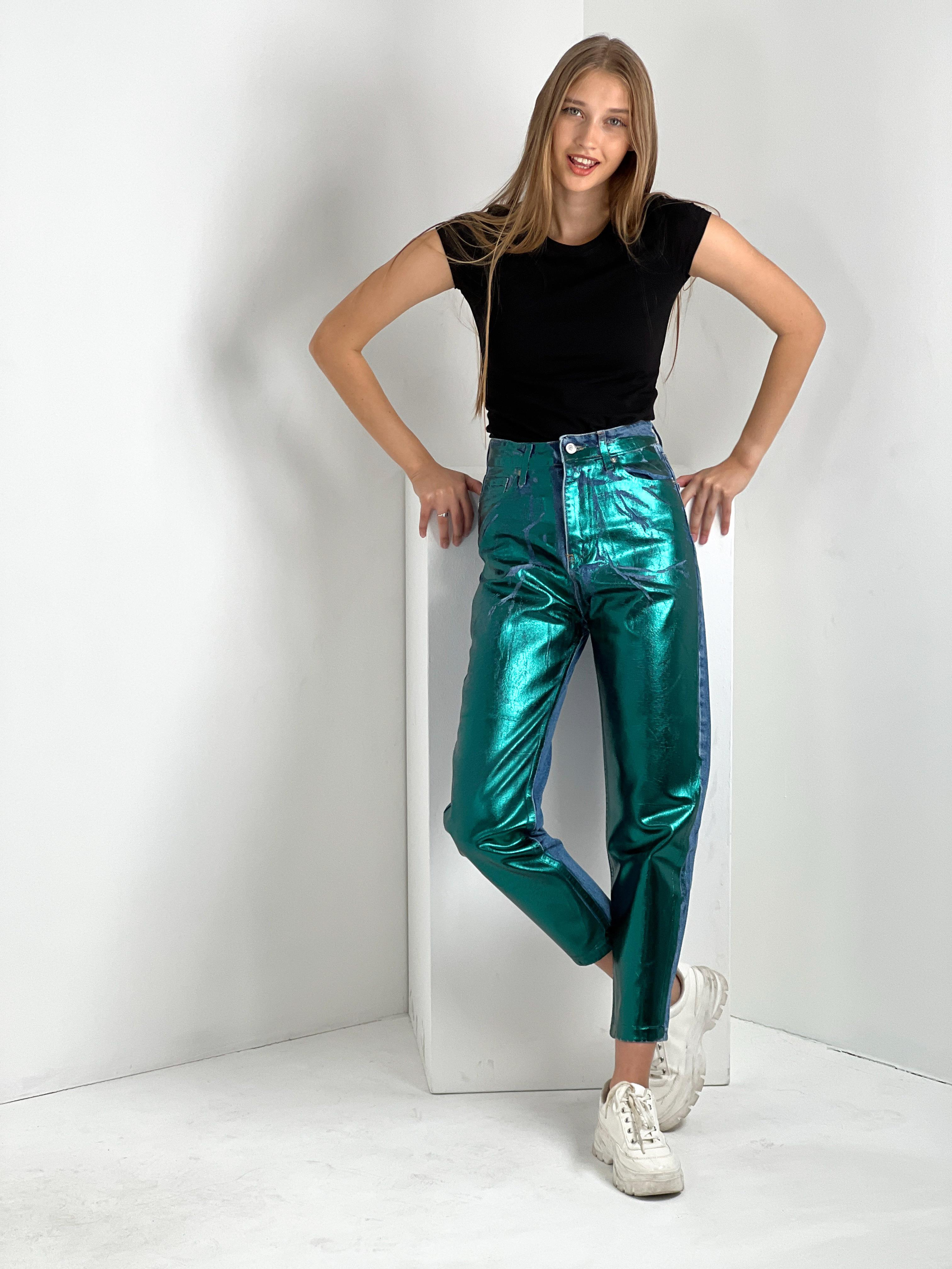 Kadın Varak Baskılı Mom Jean - Mavi-72738-19