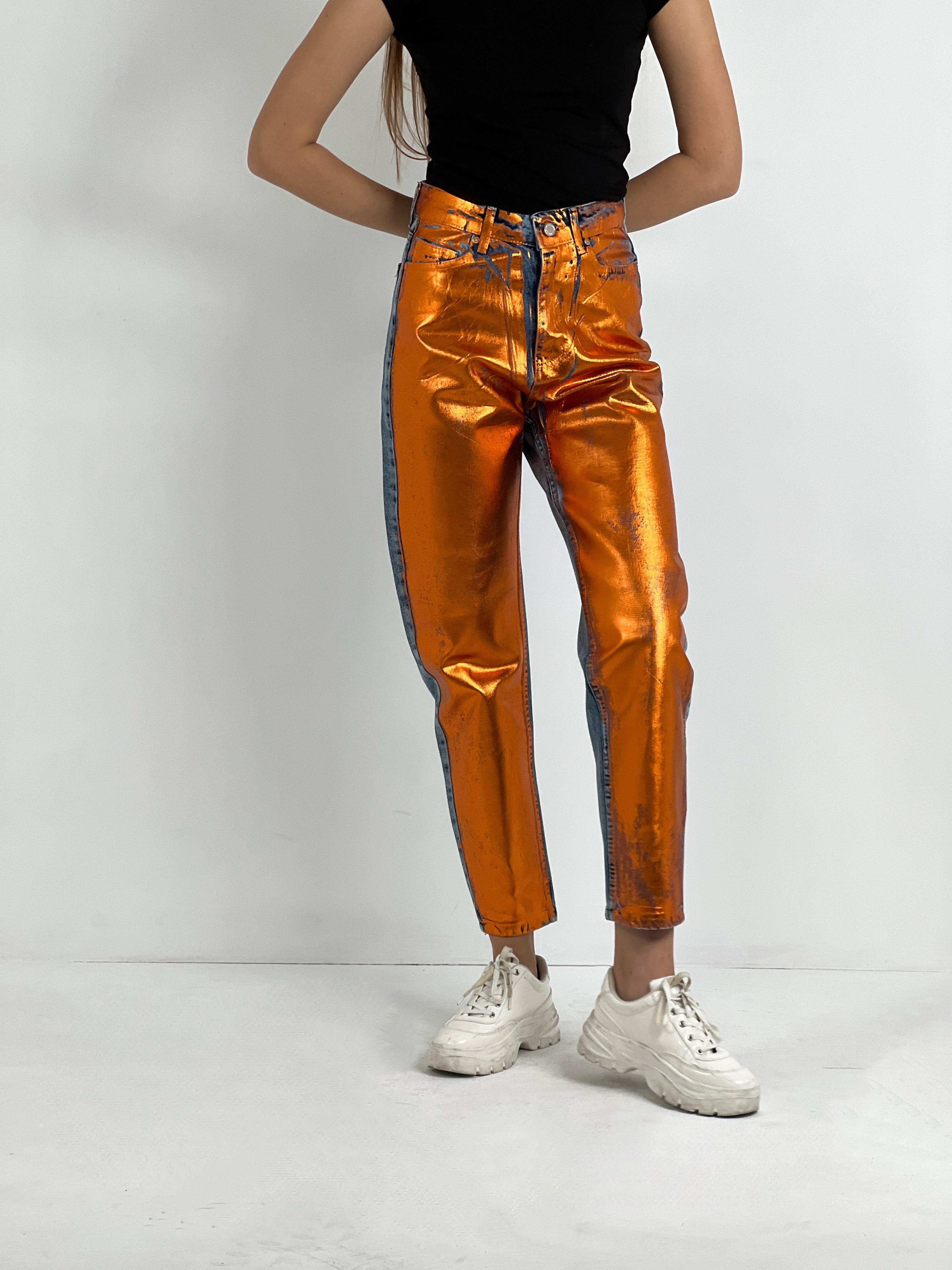 Kadın Varak Baskılı Mom Jean - Mavi-72738-19