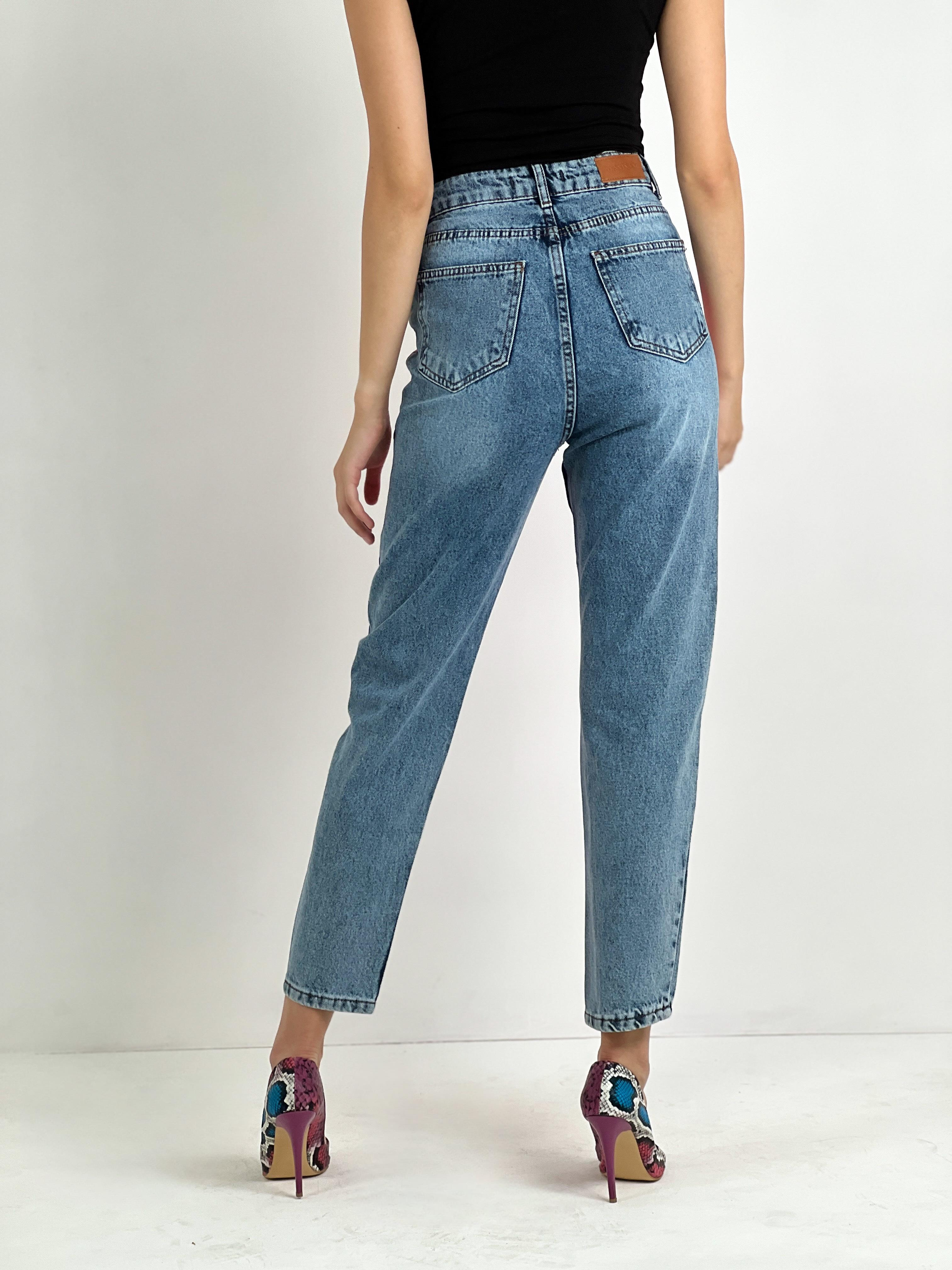 Kadın Varak Baskılı Mom Jean - Mavi-72738-19