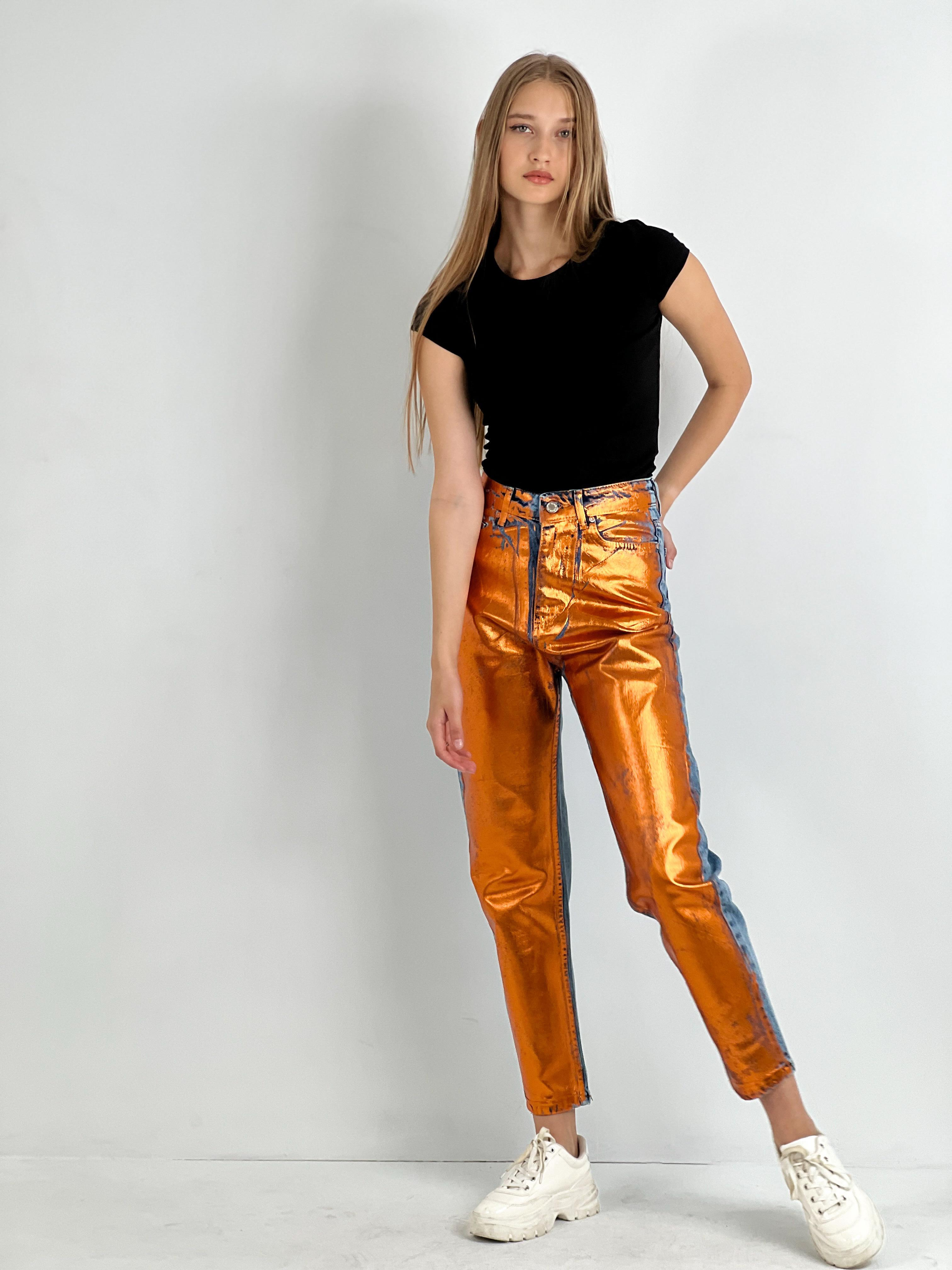 Kadın Varak Baskılı Mom Jean - Mavi-72738-19