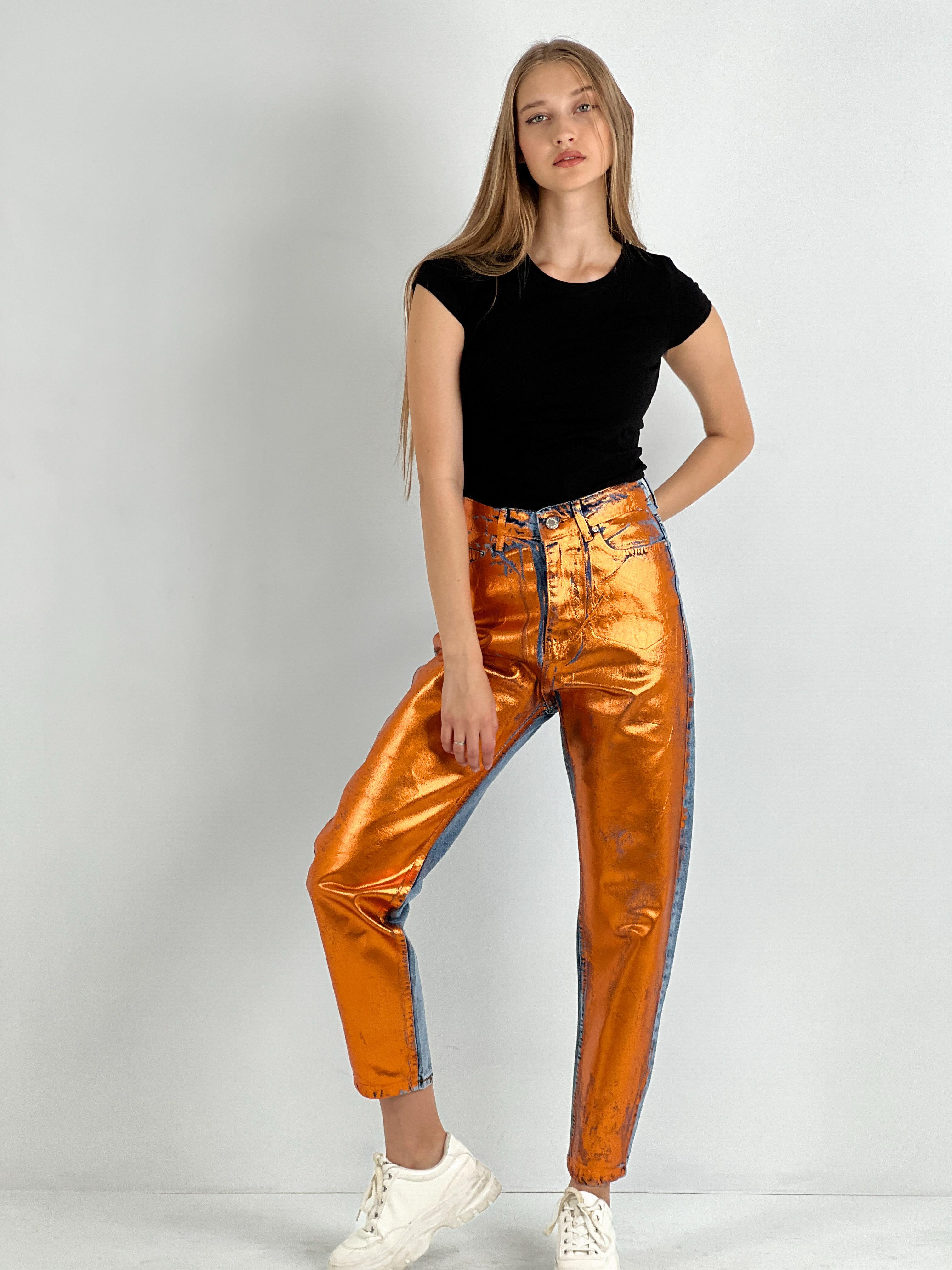 Kadın Varak Baskılı Mom Jean - Mavi-72738-19