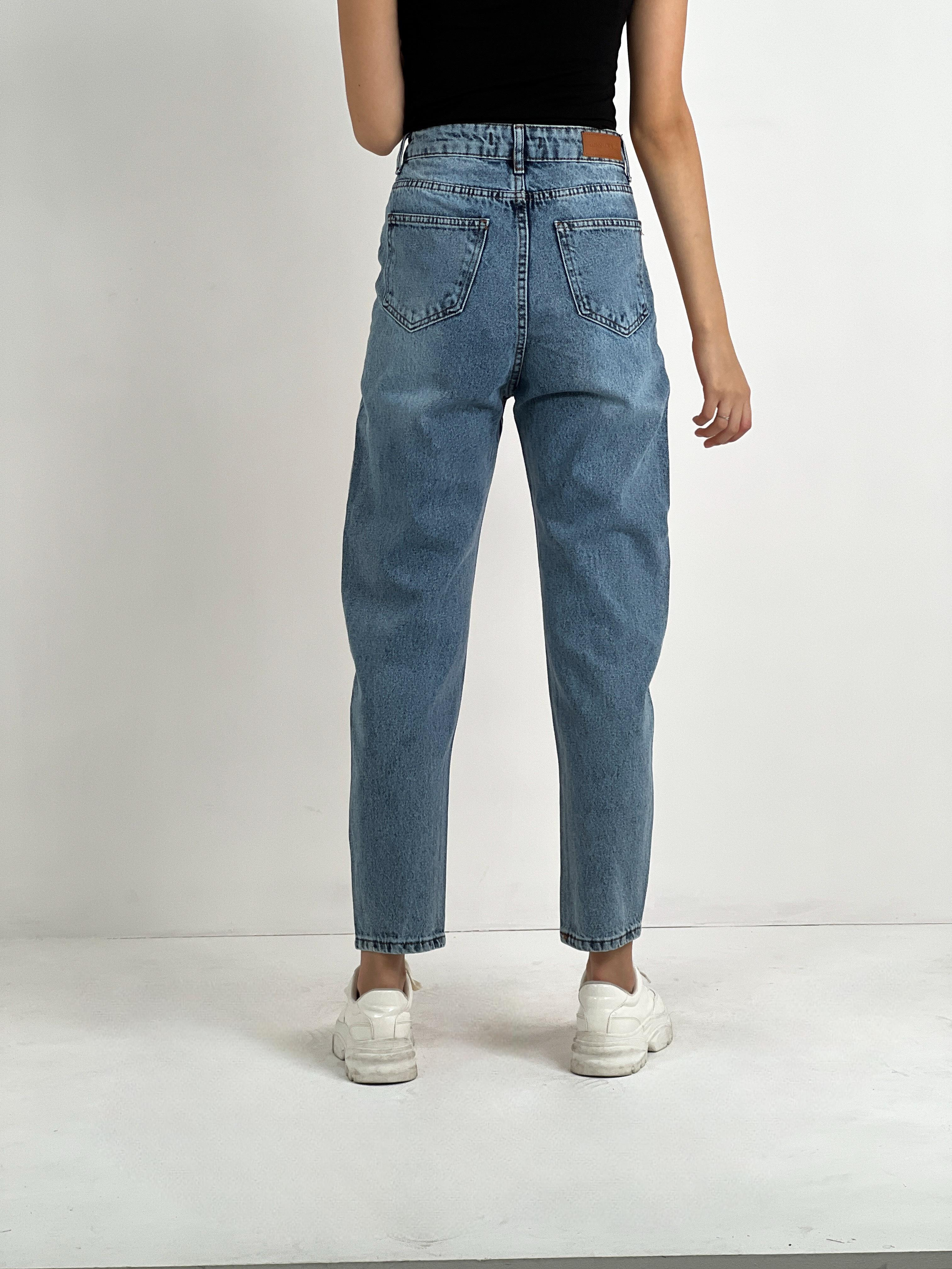 Kadın Varak Baskılı Mom Jean - Mavi-72738-19