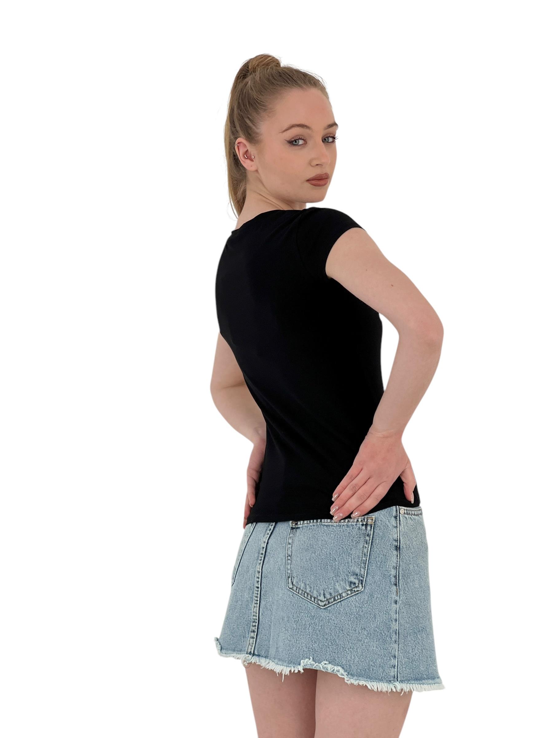 Kadın Yazlık Coffe Baskı Kısa Kol Dar Beyaz Tişört-1551135