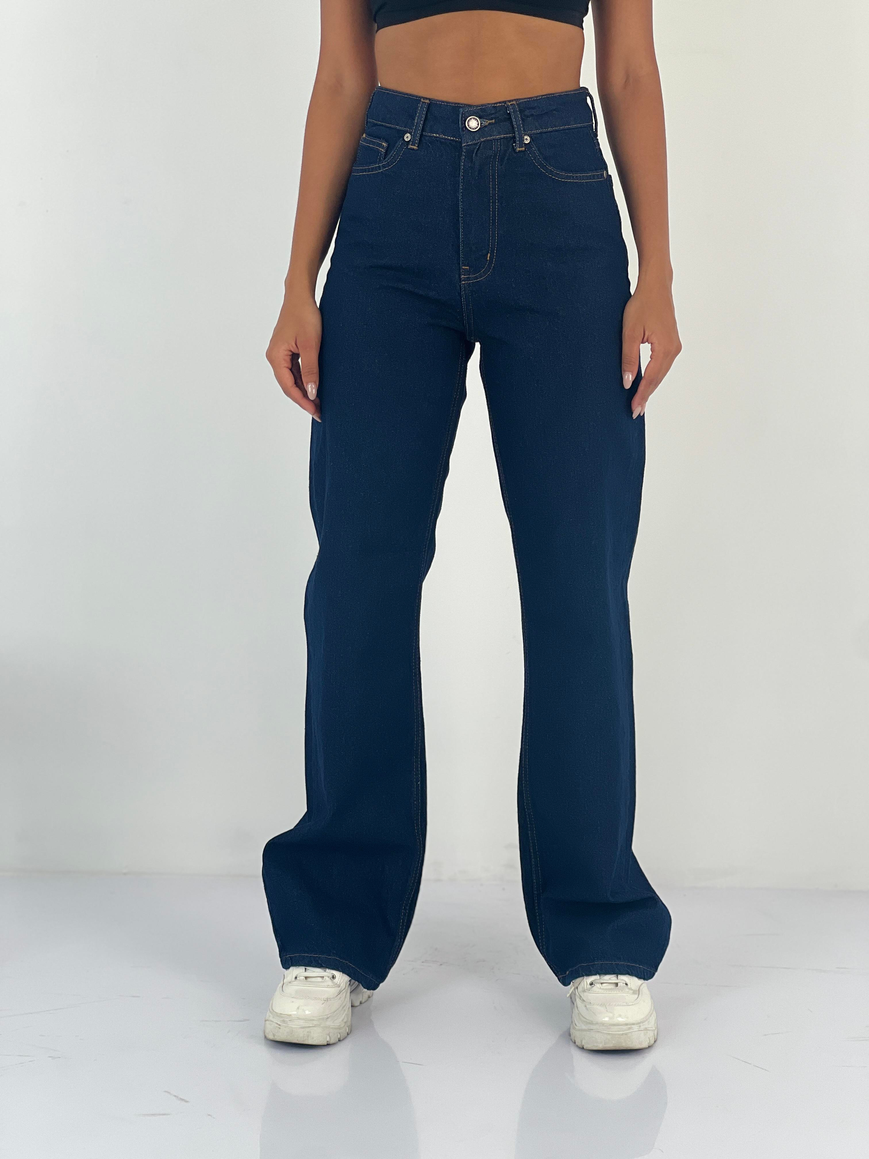 Kadın Yüksek Bel Bol Paça Jean Pantolon-75450