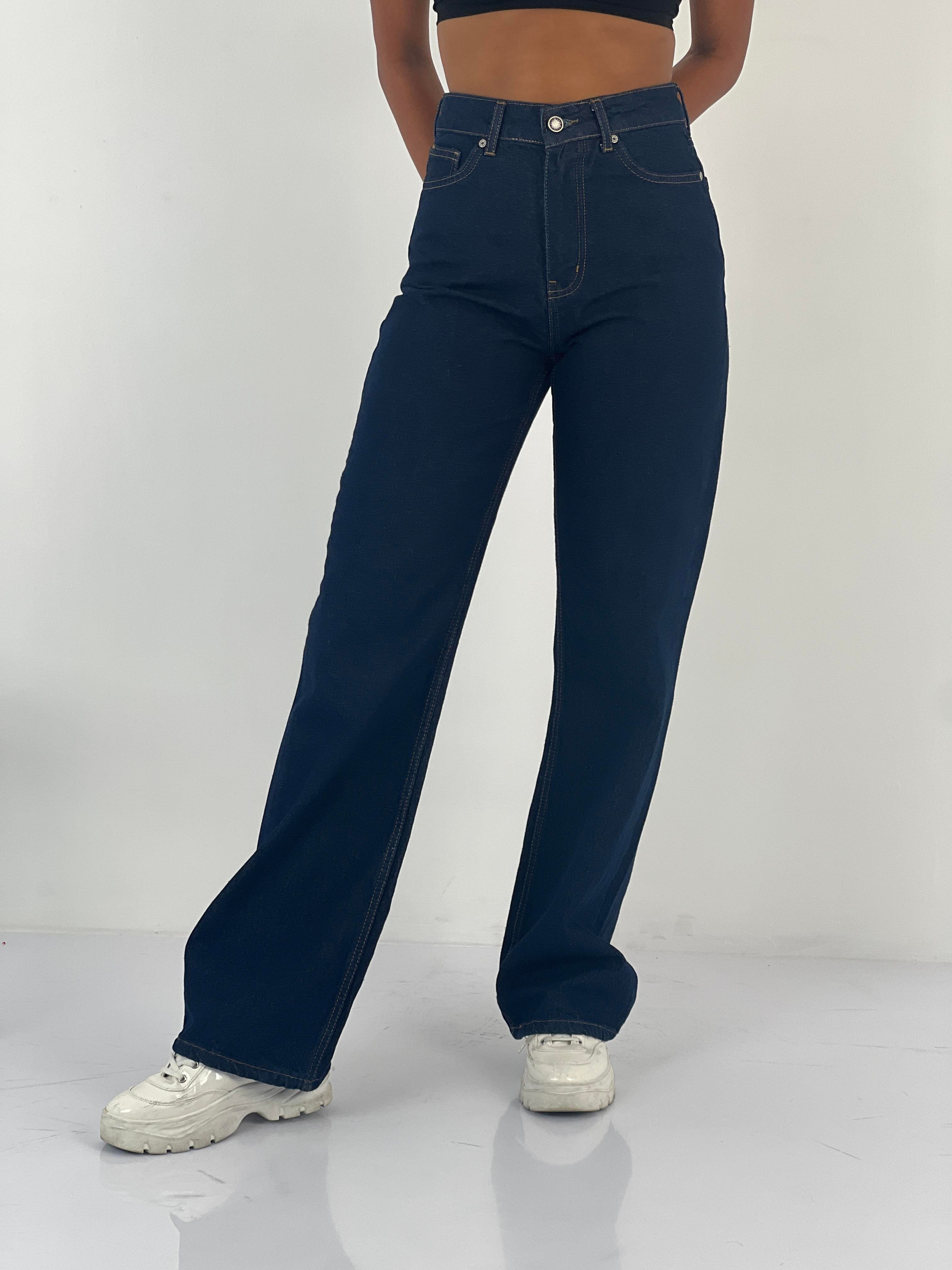 Kadın Yüksek Bel Bol Paça Jean Pantolon-75450