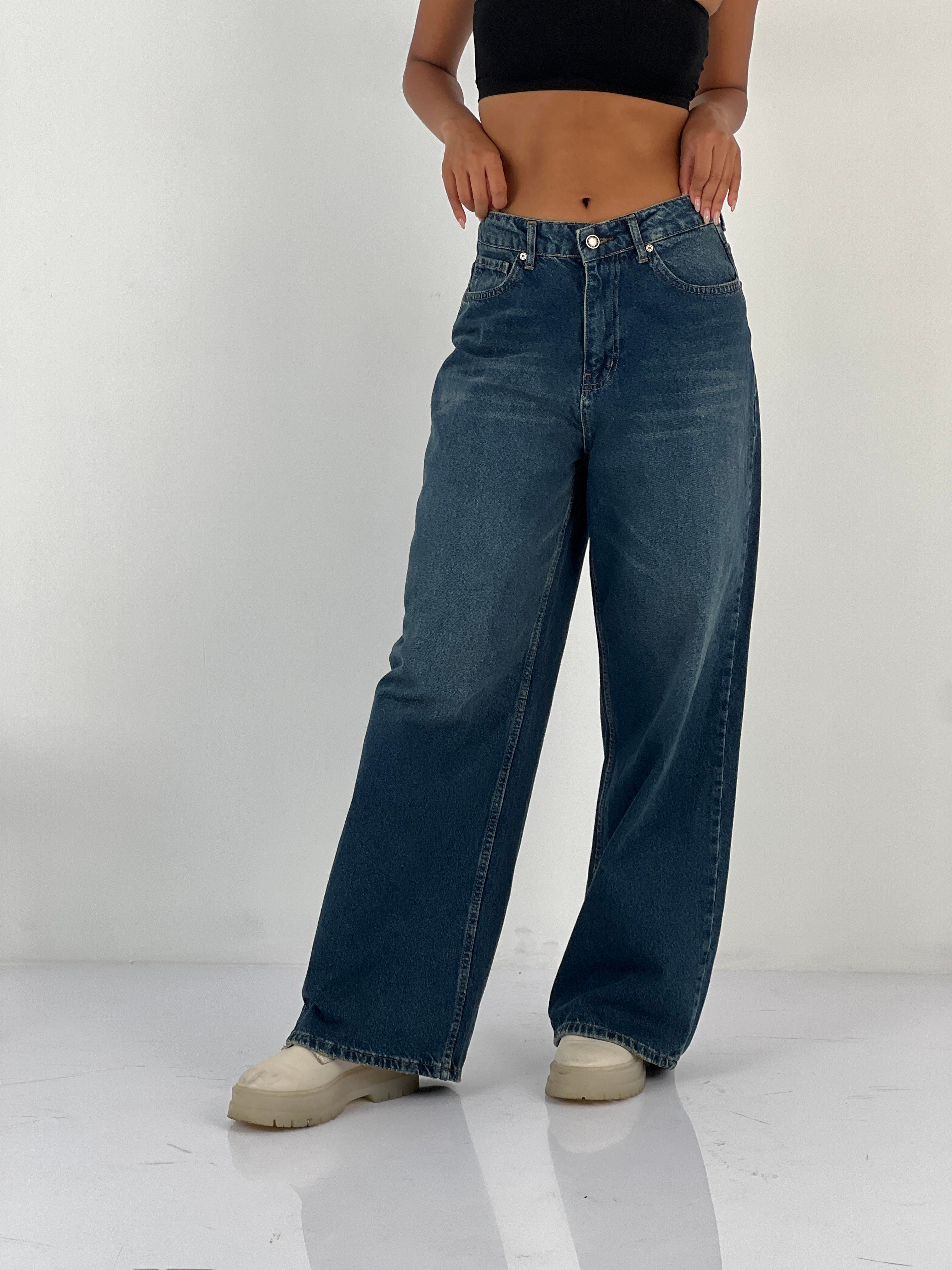 Kadın Yüksek Bel Geniş Paça Jean Pantolon-75463