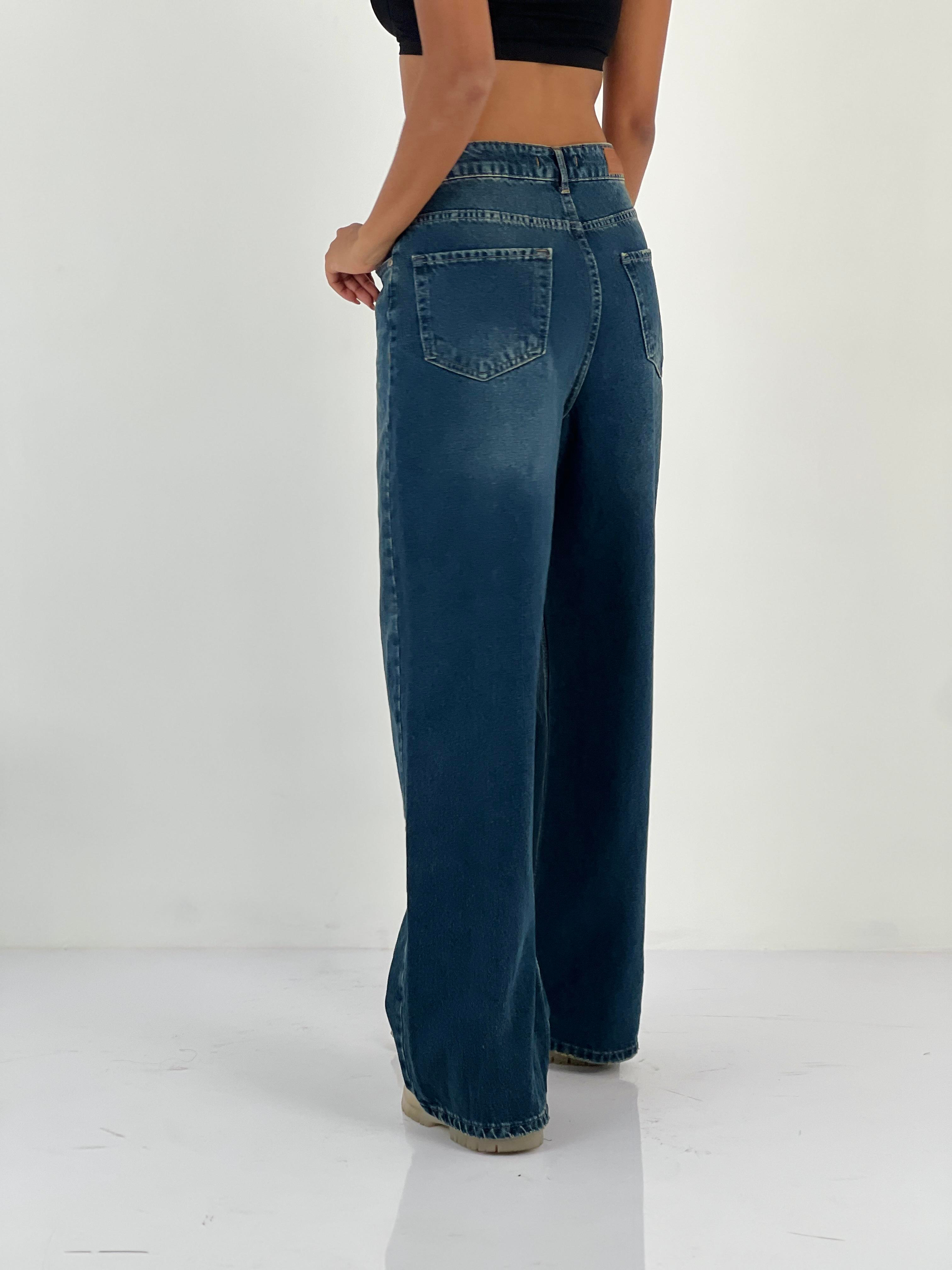 Kadın Yüksek Bel Geniş Paça Jean Pantolon-75463