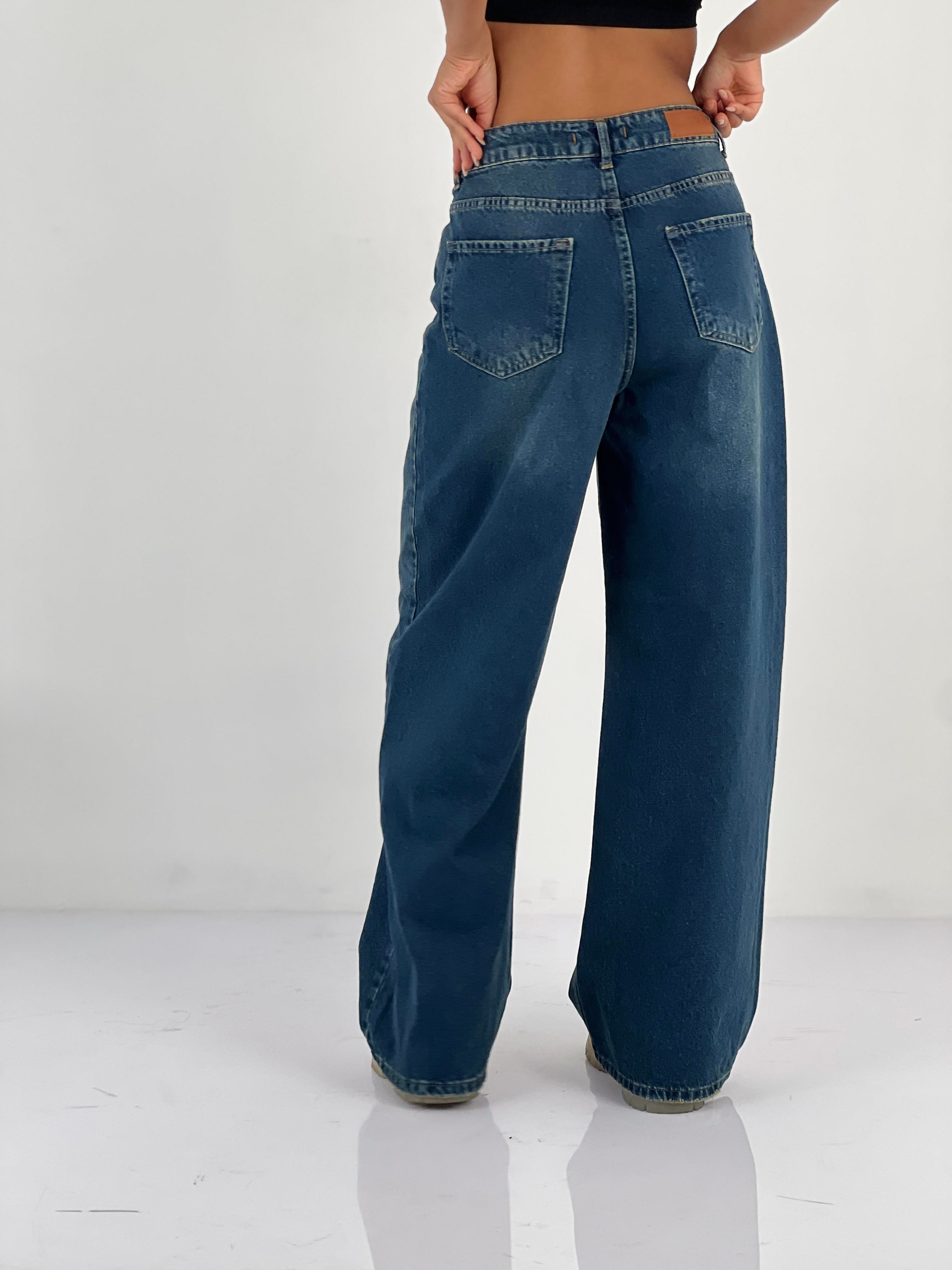 Kadın Yüksek Bel Geniş Paça Jean Pantolon-75463