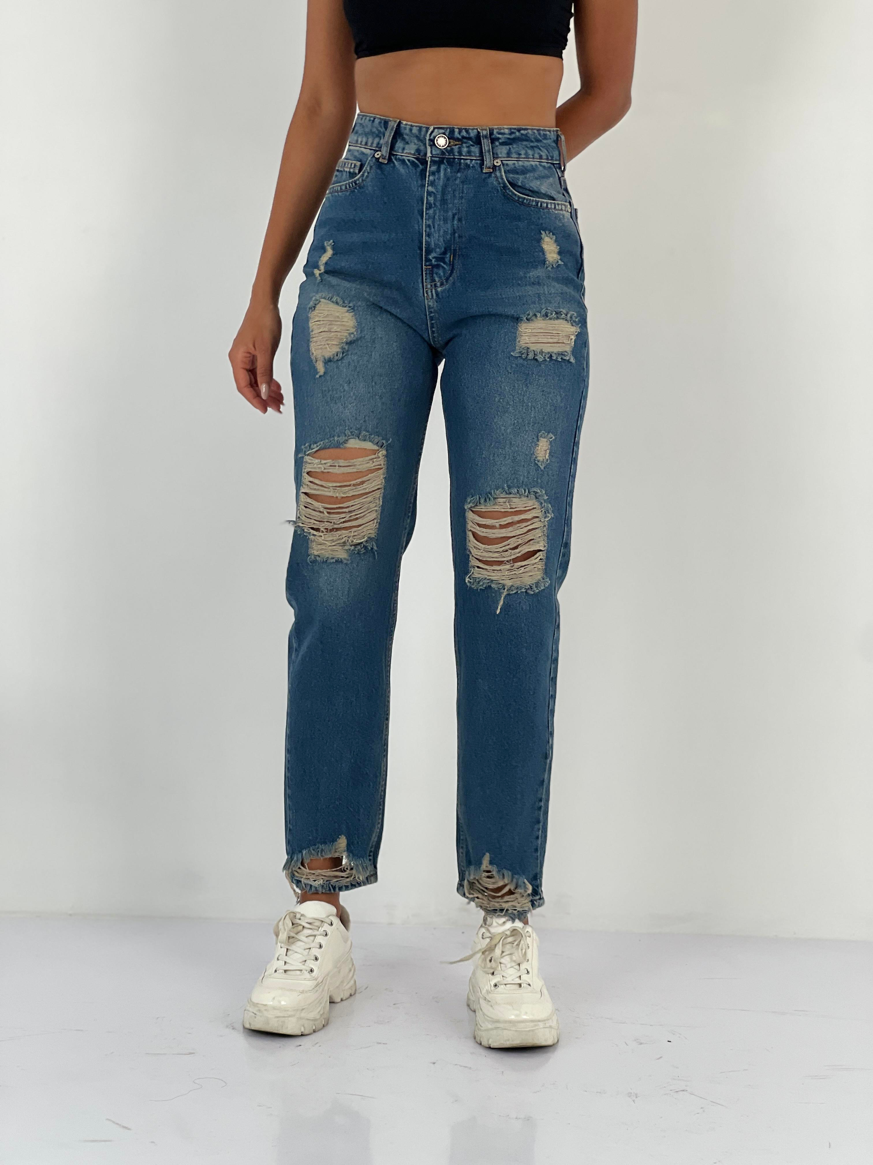 Kadın Yüksek Bel Mom Jean Pantolon-72738