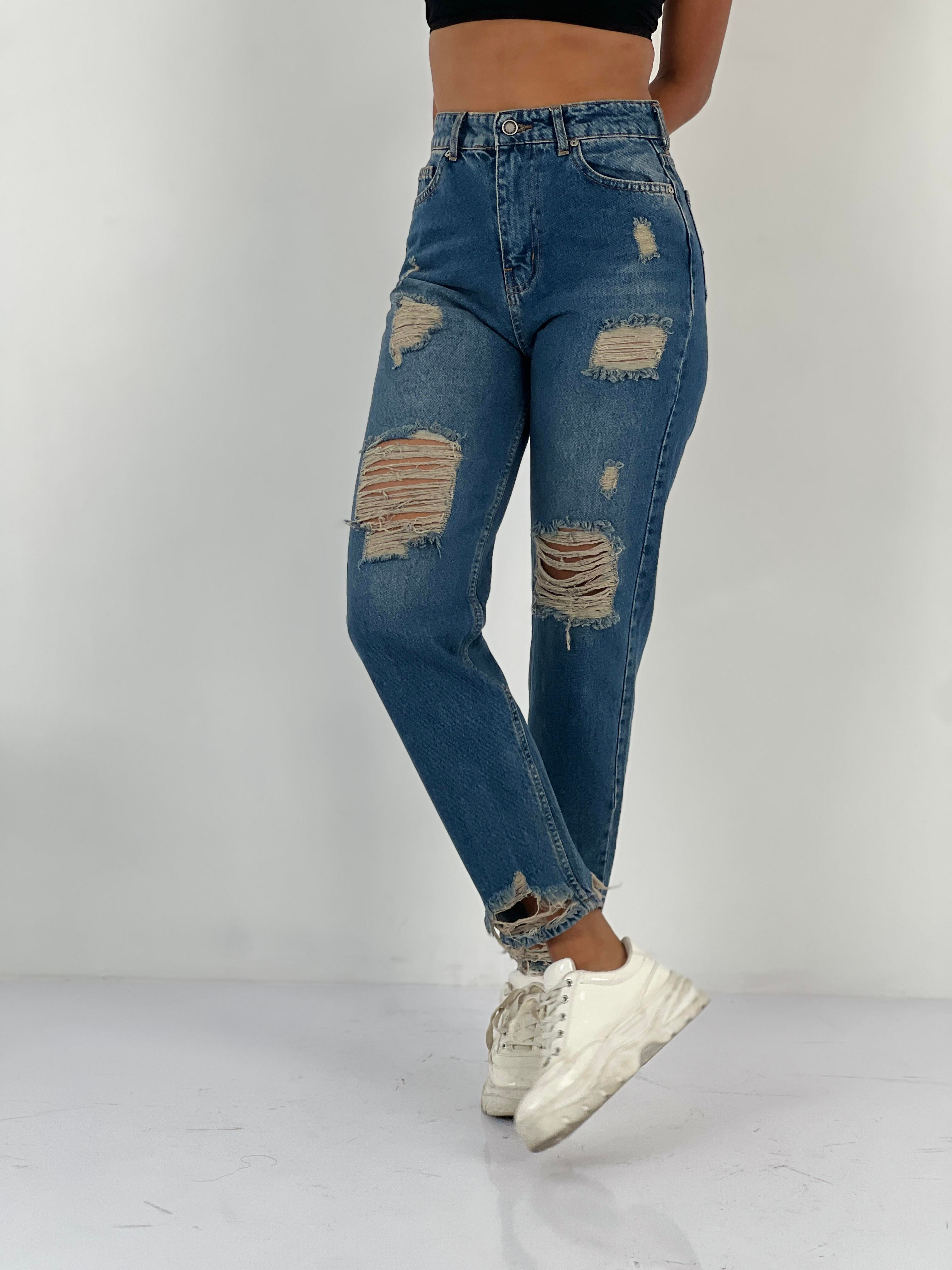 Kadın Yüksek Bel Mom Jean Pantolon-72738