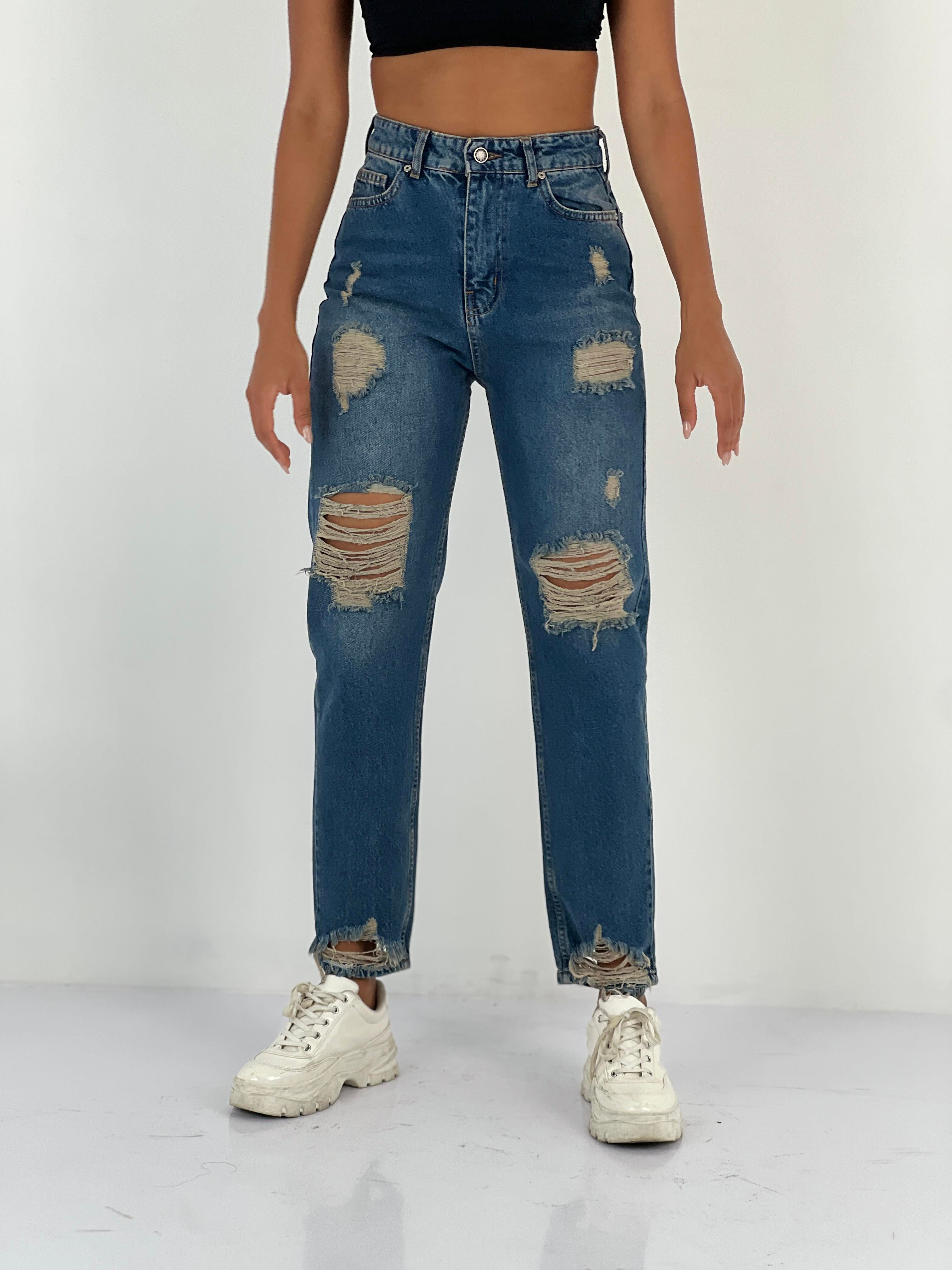 Kadın Yüksek Bel Mom Jean Pantolon-72738