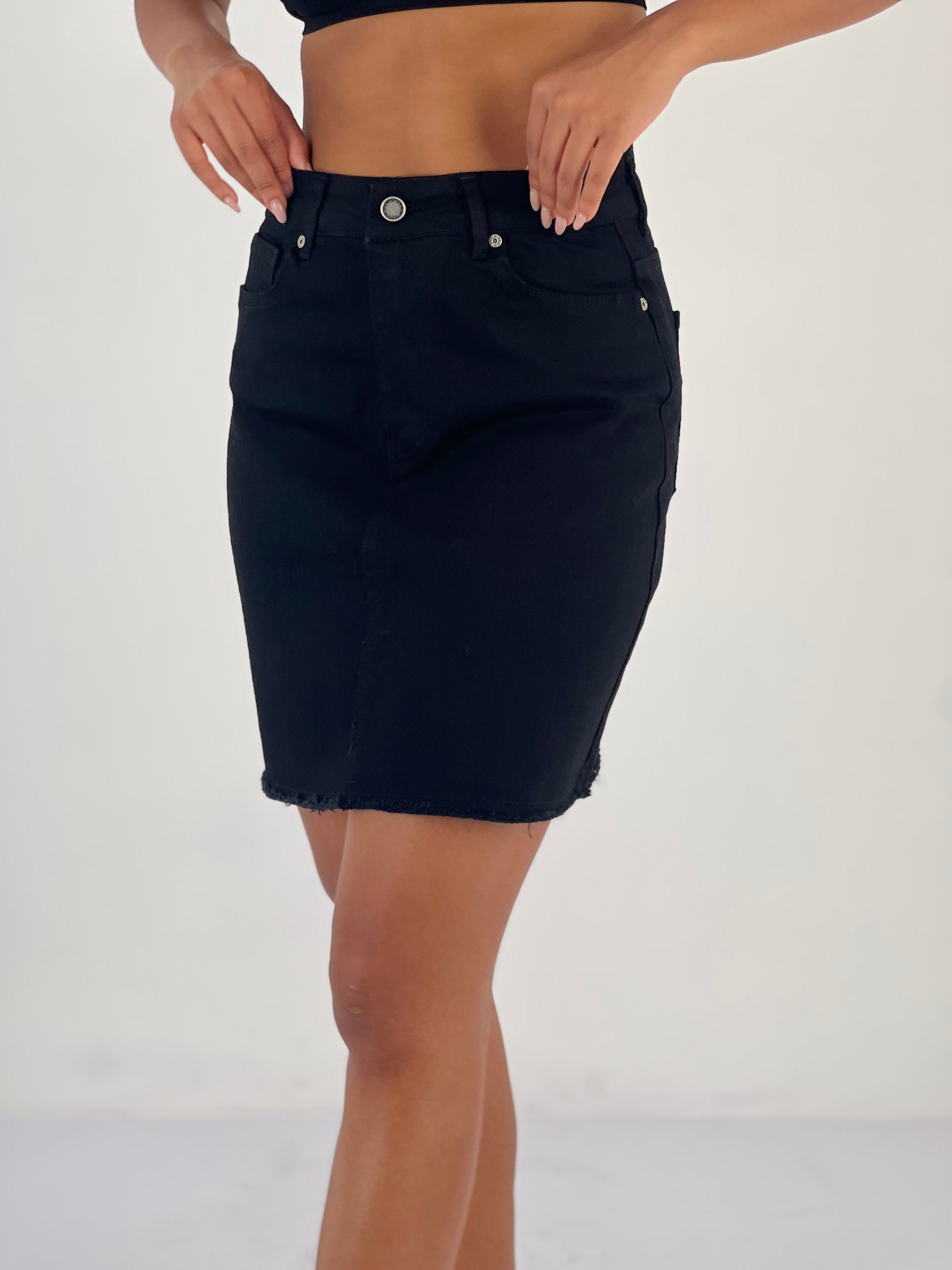 Kadın Yüksek Bel Püsküllü Kot Etek-72764