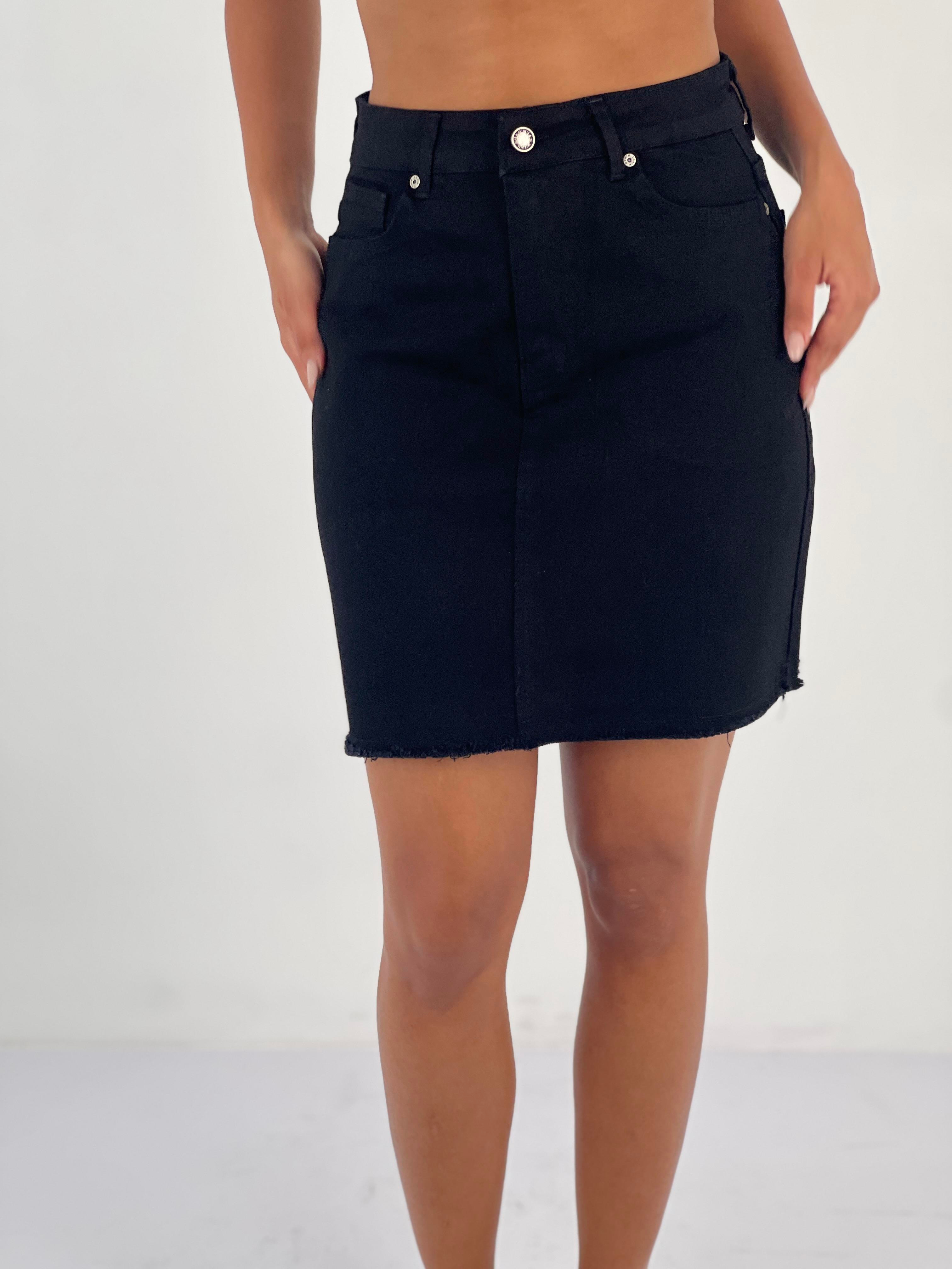 Kadın Yüksek Bel Püsküllü Kot Etek-72764