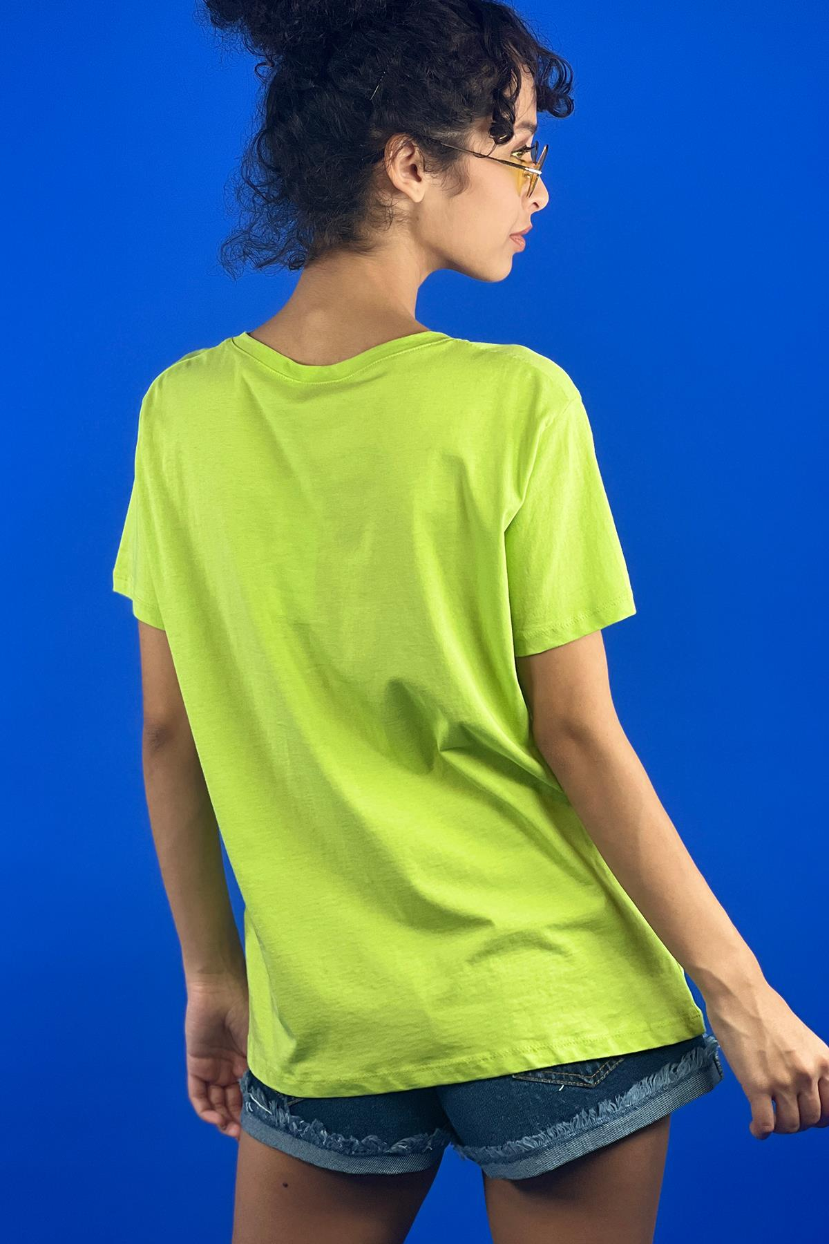 Rahat Kesim Bisiklet Yaka Basic Pamuk Tshirt-15509-00
