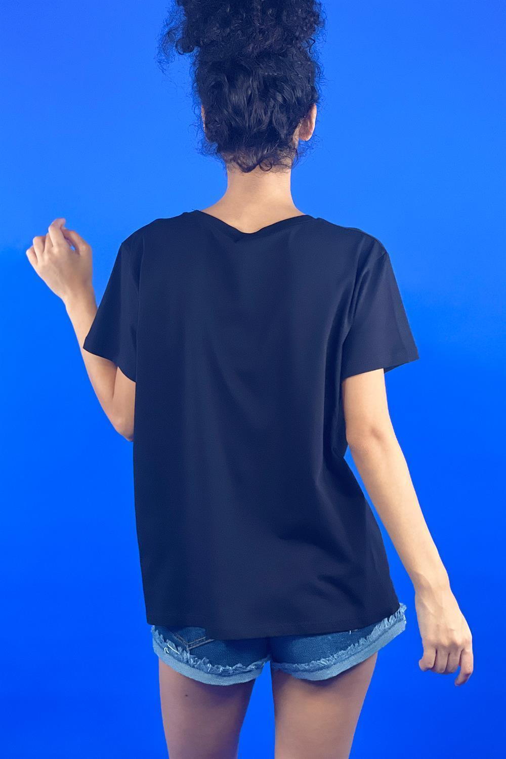 Rahat Kesim Bisiklet Yaka Basic Pamuk Tshirt-15509-00