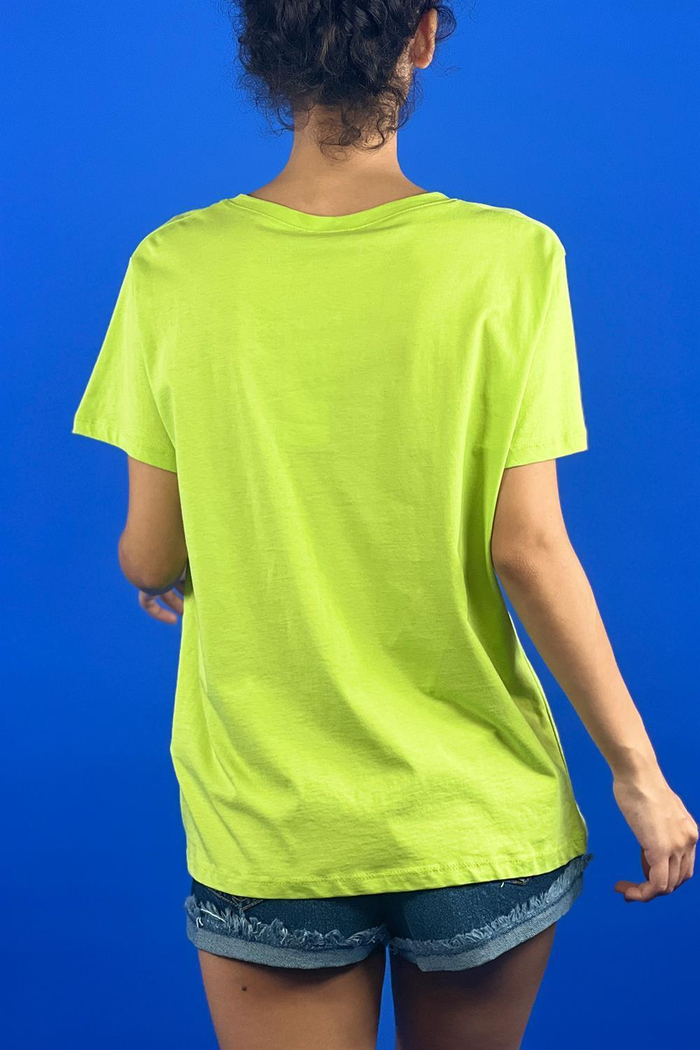 Rahat Kesim Bisiklet Yaka Basic Pamuk Tshirt-15509-00