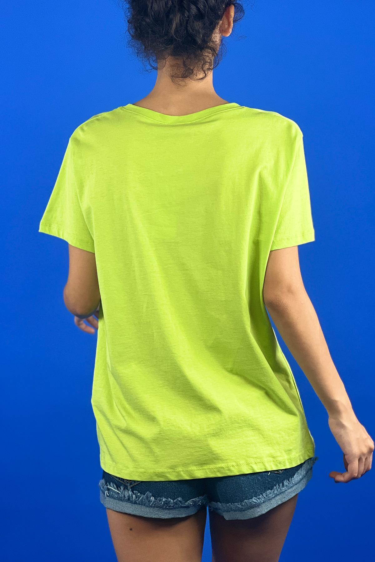 Rahat Kesim Bisiklet Yaka Basic Pamuk Tshirt-15509-00