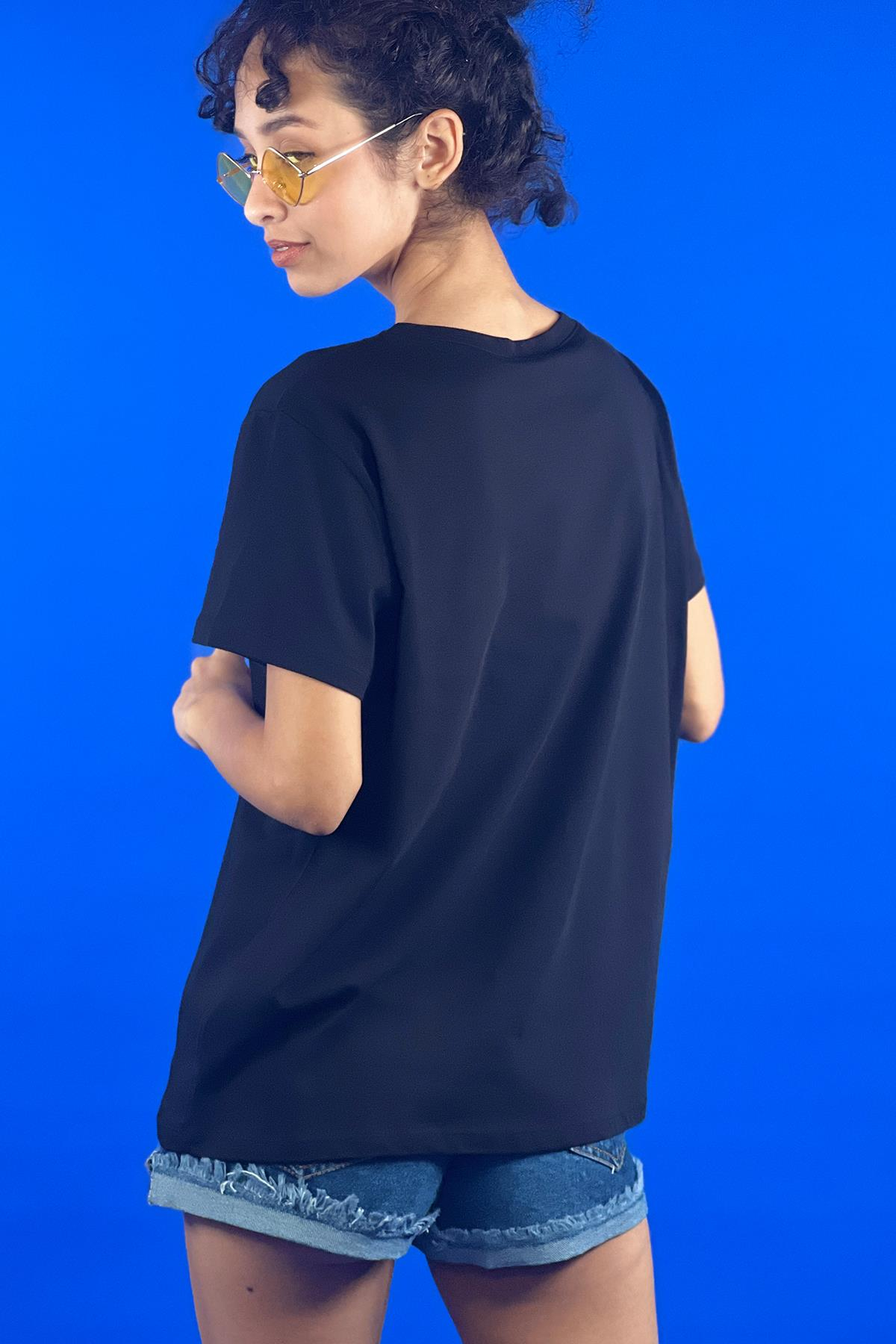 Rahat Kesim Bisiklet Yaka Basic Pamuk Tshirt-15509-00