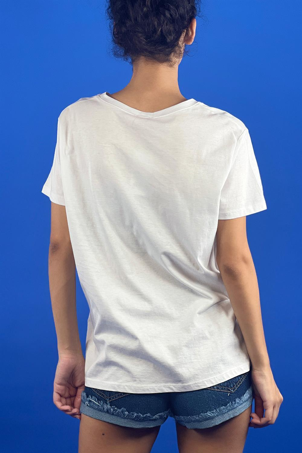 Rahat Kesim Bisiklet Yaka Basic Pamuk Tshirt-15509-00