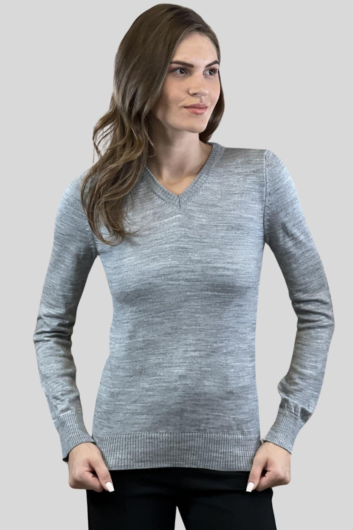 V Yaka Basic Kadın Triko Kazak-32806