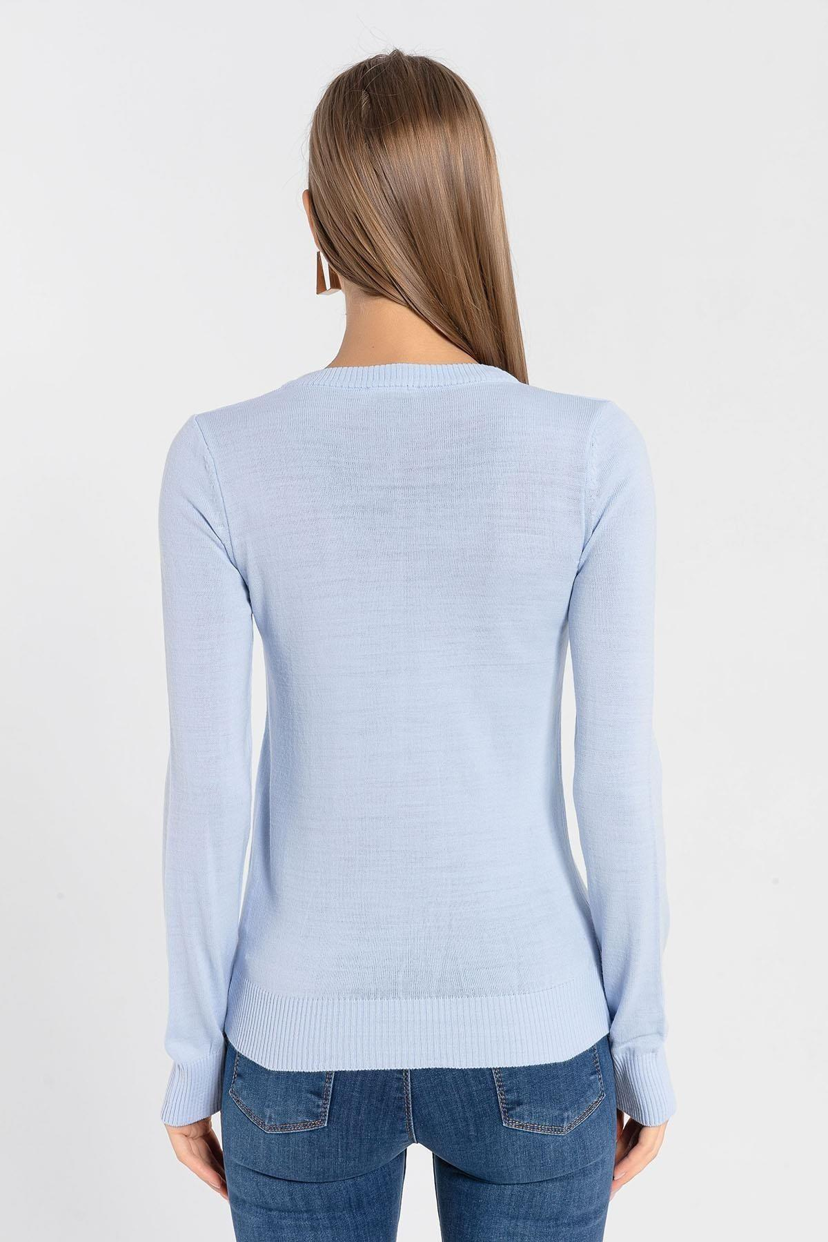 V Yaka Basic Kadın Triko Kazak-32806