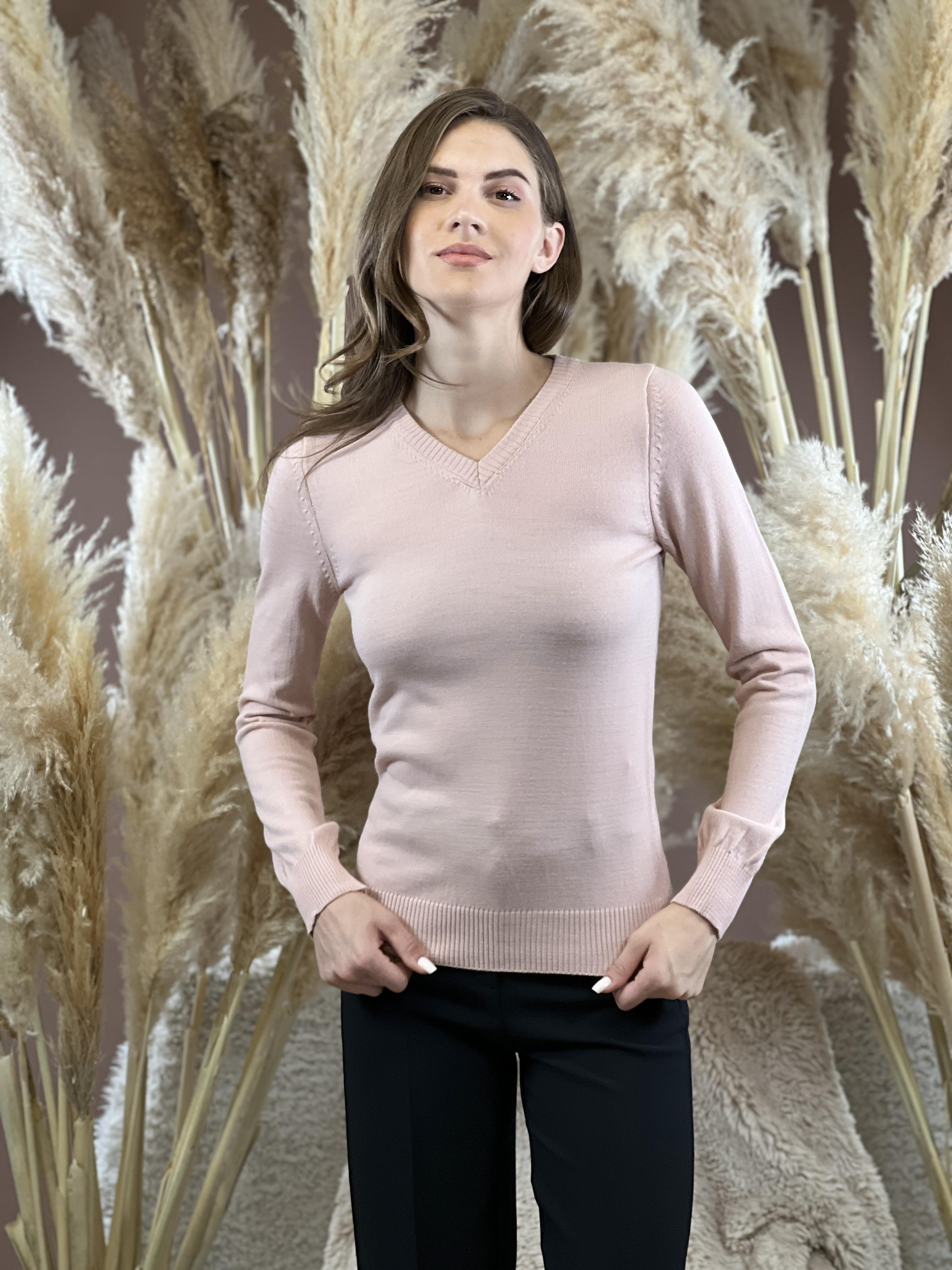 V Yaka Basic Kadın Triko Kazak-32806-4