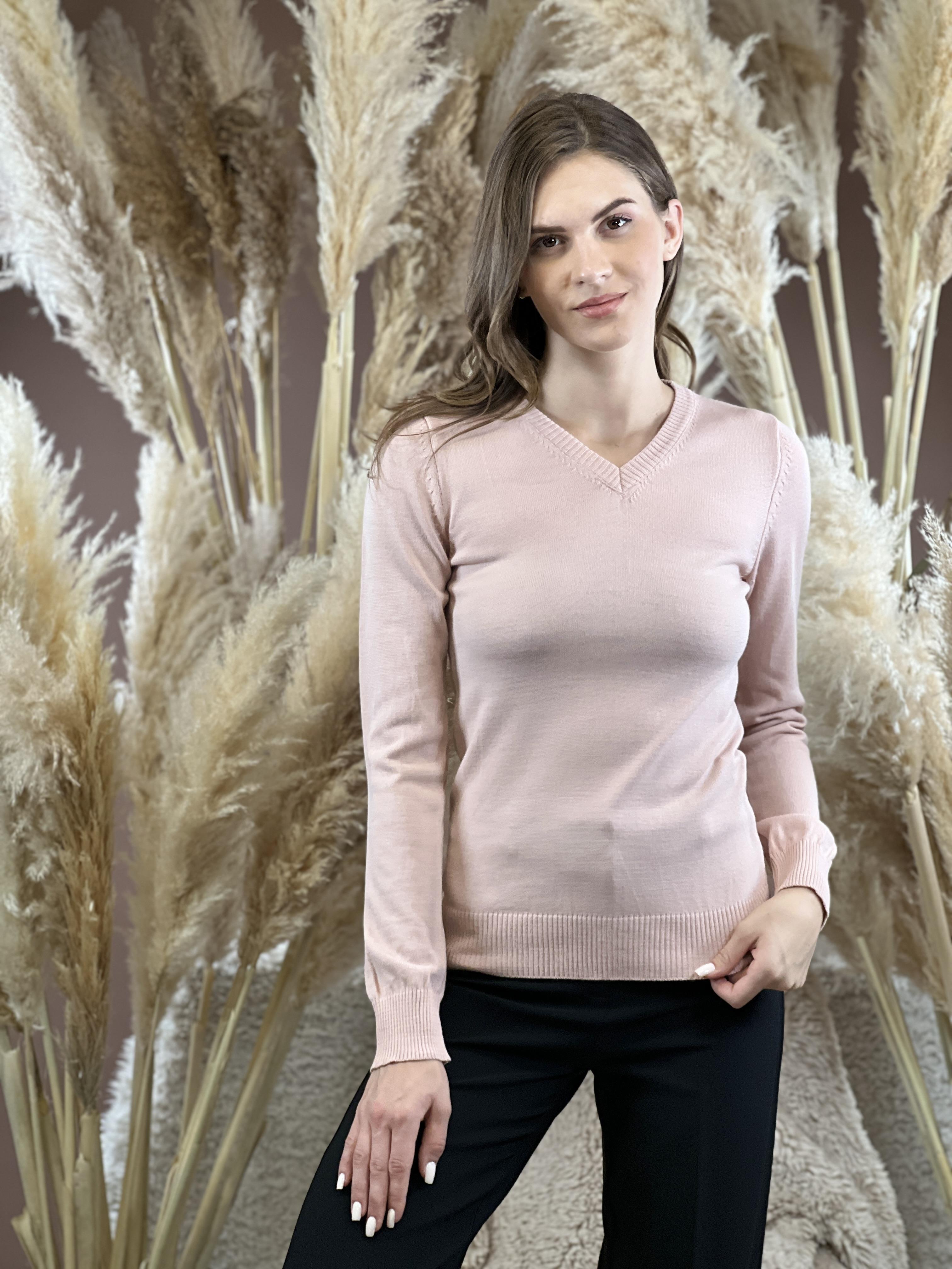 V Yaka Basic Kadın Triko Kazak-32806-4