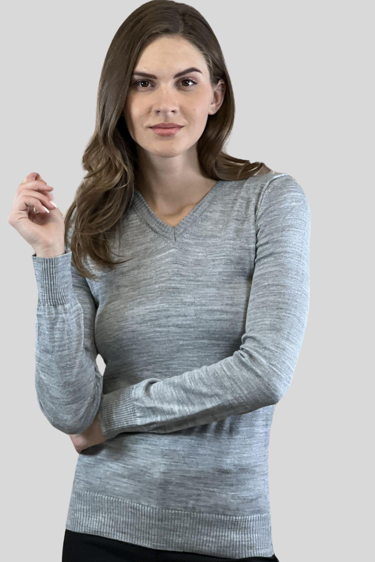 V Yaka Basic Kadın Triko Kazak-32806