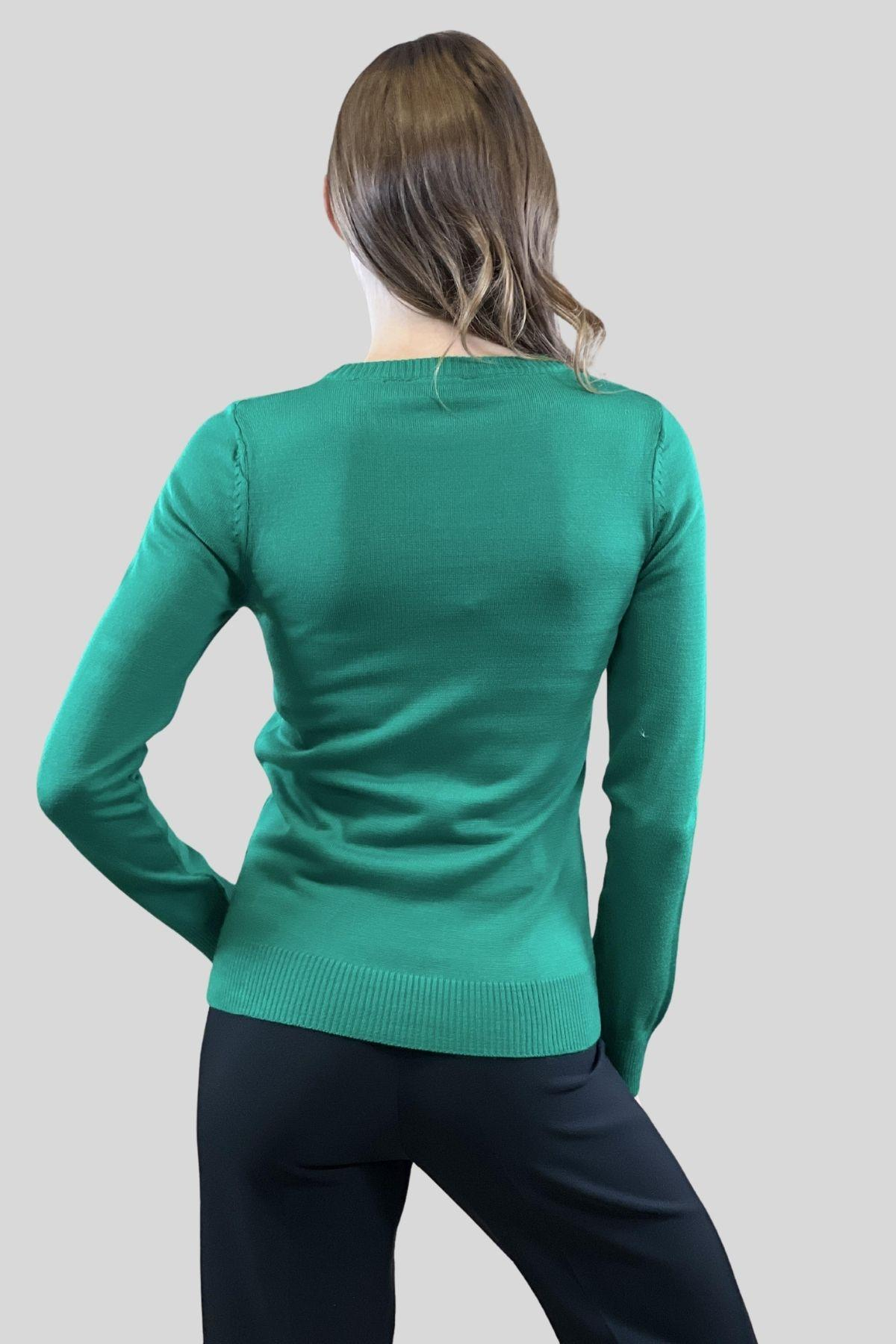 V Yaka Basic Kadın Triko Kazak-32806