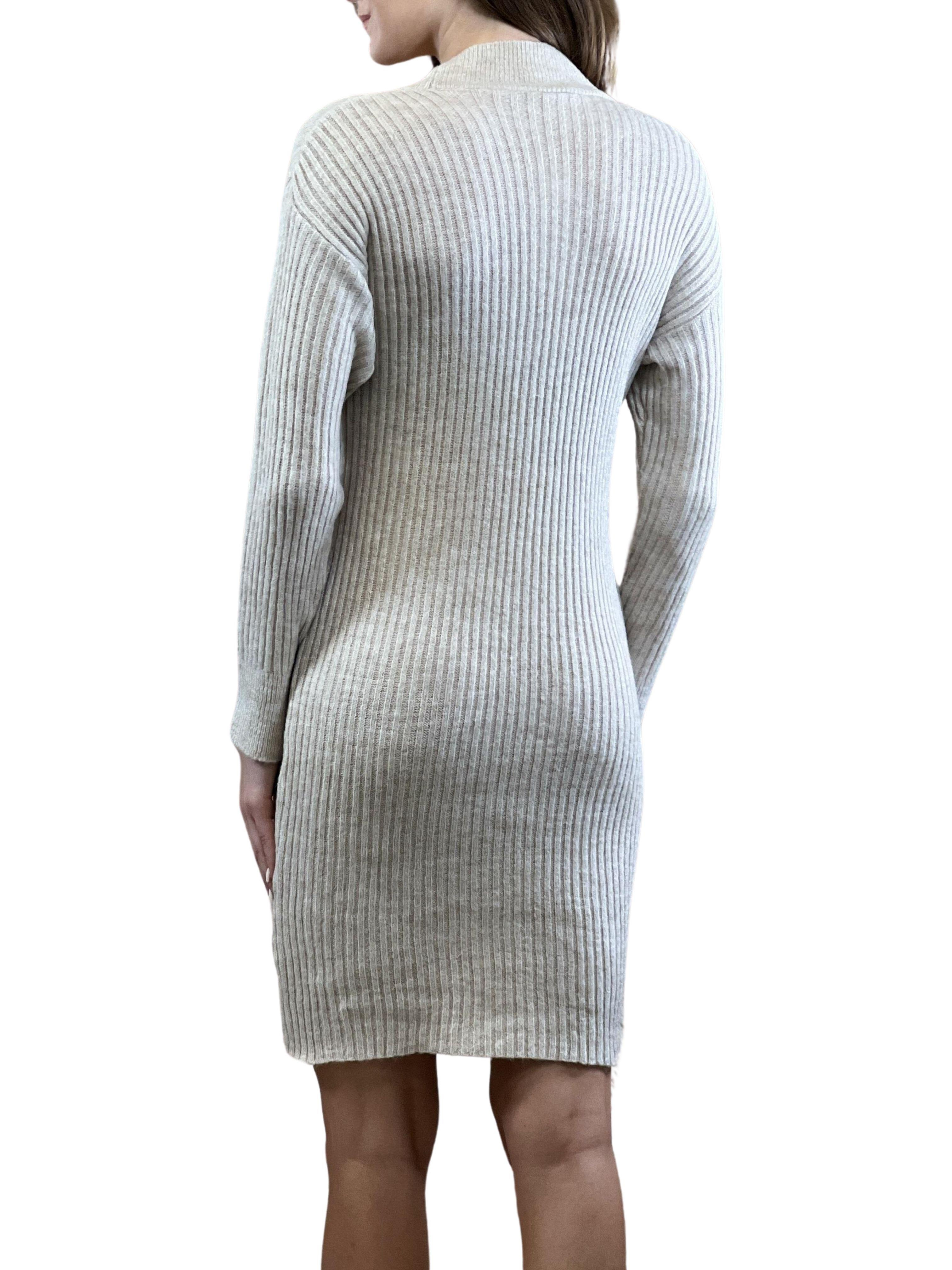 V Yaka Fitilli Basic Kadin Triko Elbise-33188-0