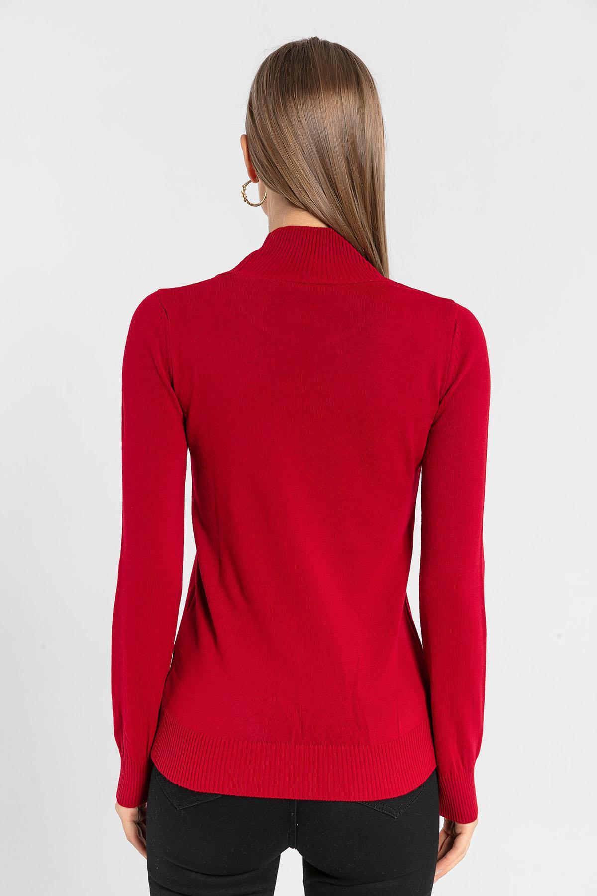 Yarım Balıkçı Yaka Basic Kadın Triko Kazak-32845-1