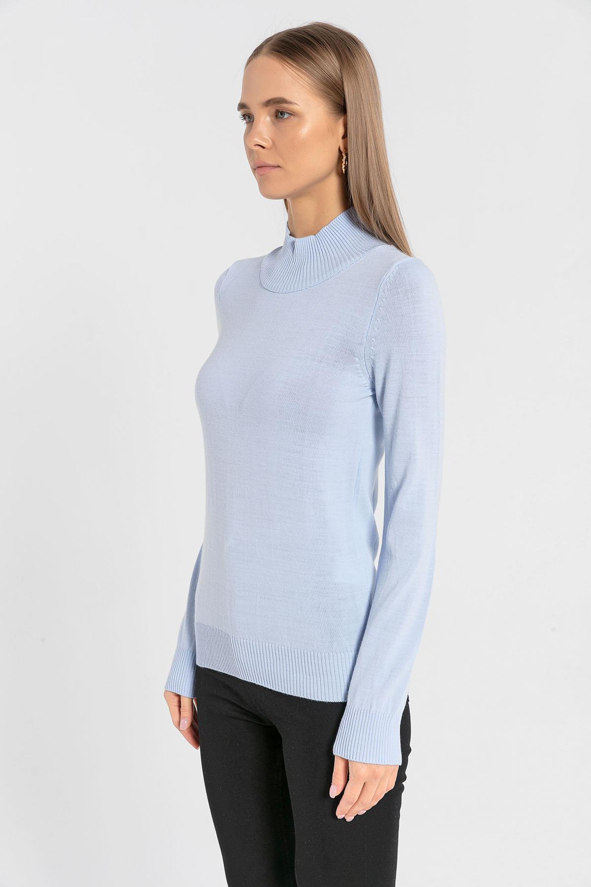 Yarım Balıkçı Yaka Basic Kadın Triko Kazak-32845-1