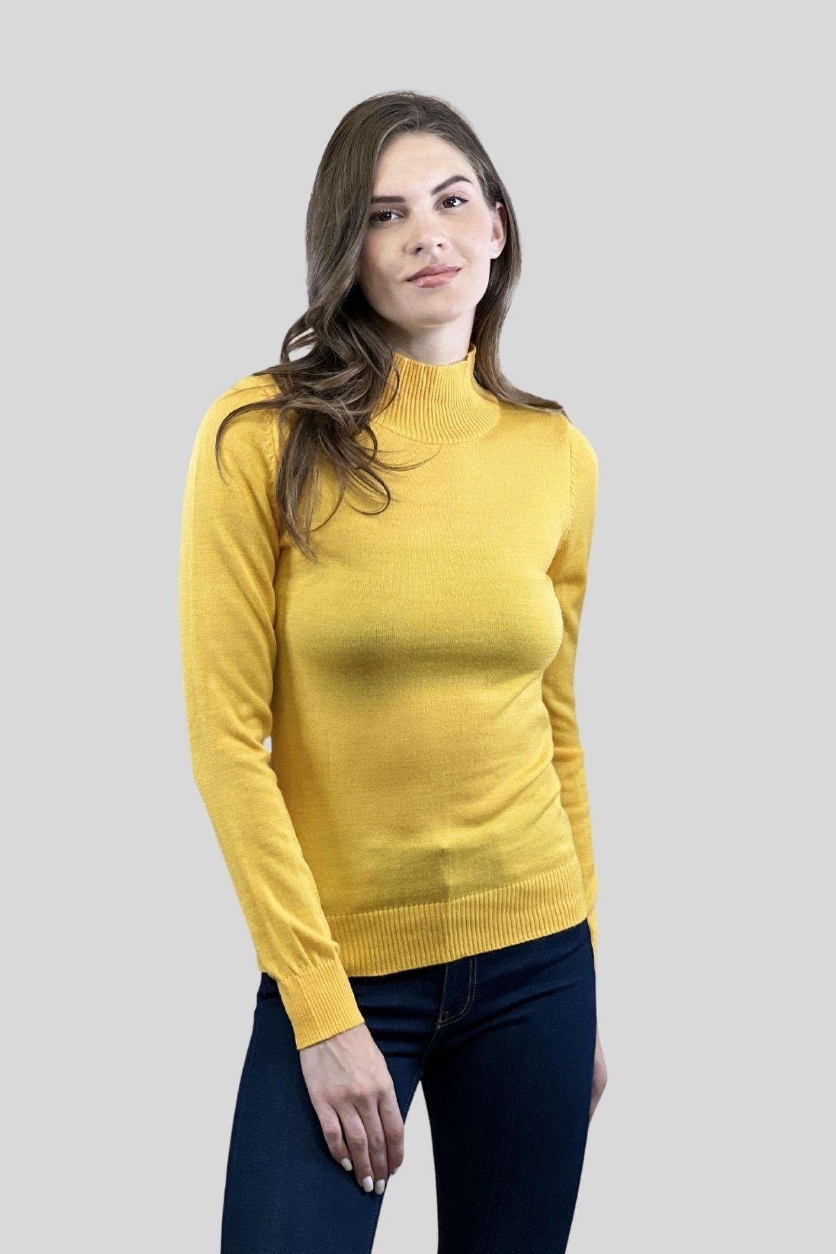 Yarım Balıkçı Yaka Basic Kadın Triko Kazak-32845-14