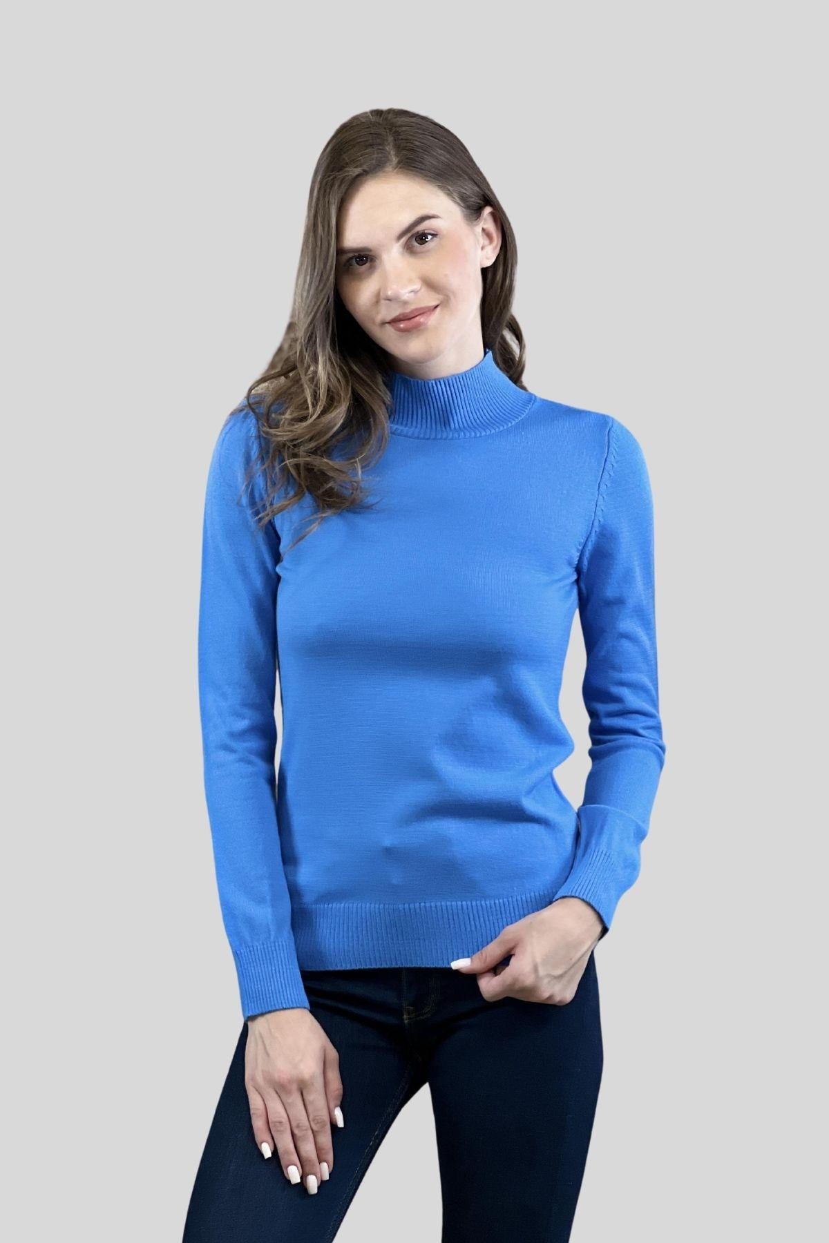 Yarım Balıkçı Yaka Basic Kadın Triko Kazak-32845-14