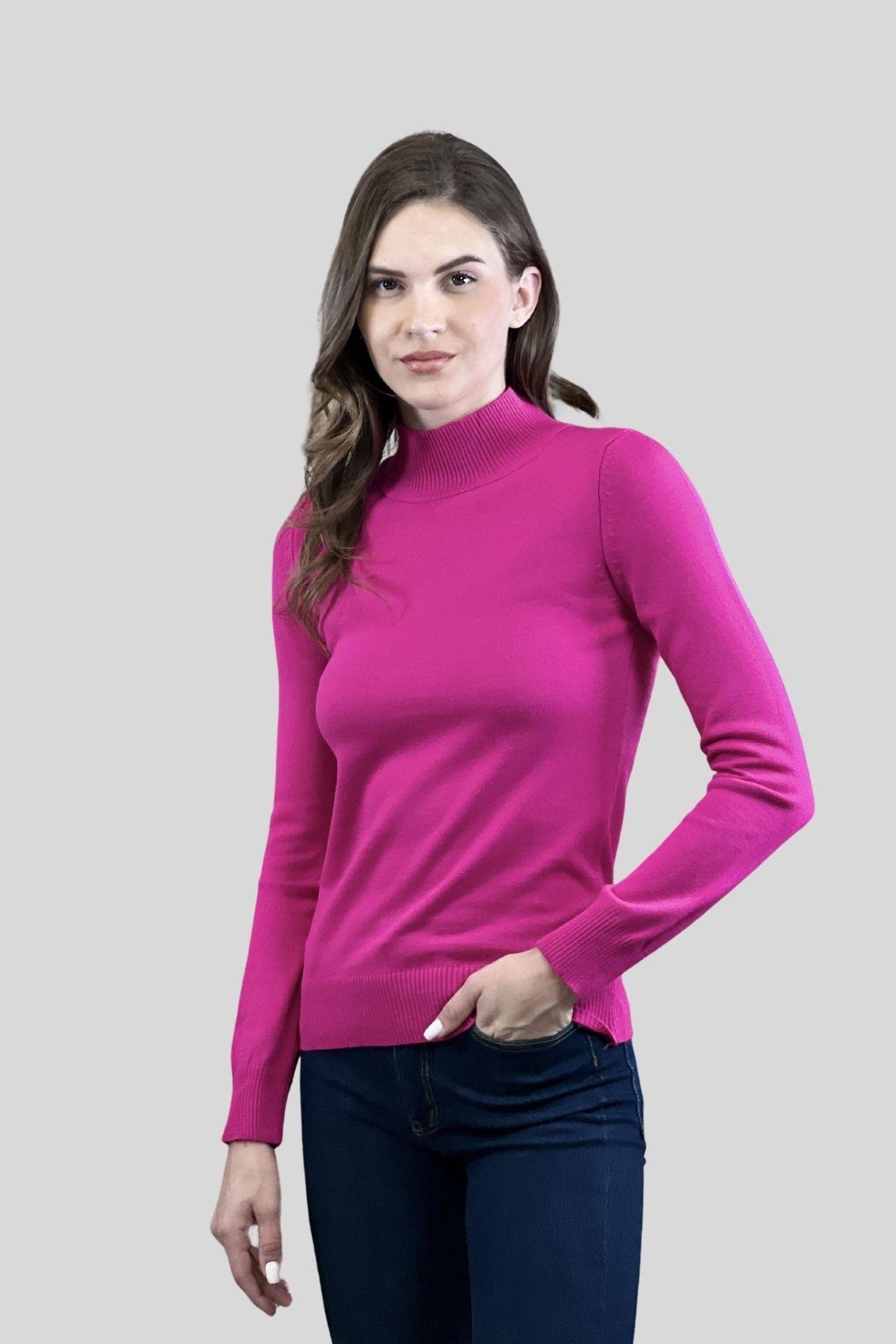 Yarım Balıkçı Yaka Basic Kadın Triko Kazak-32845-14