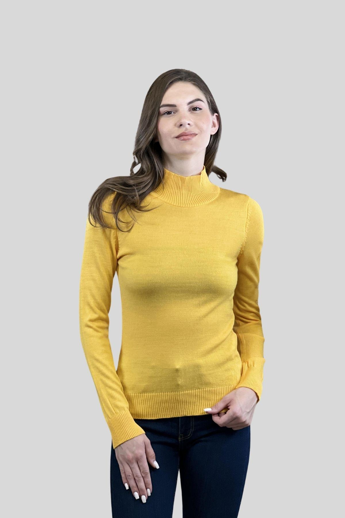 Yarım Balıkçı Yaka Basic Kadın Triko Kazak-32845-14