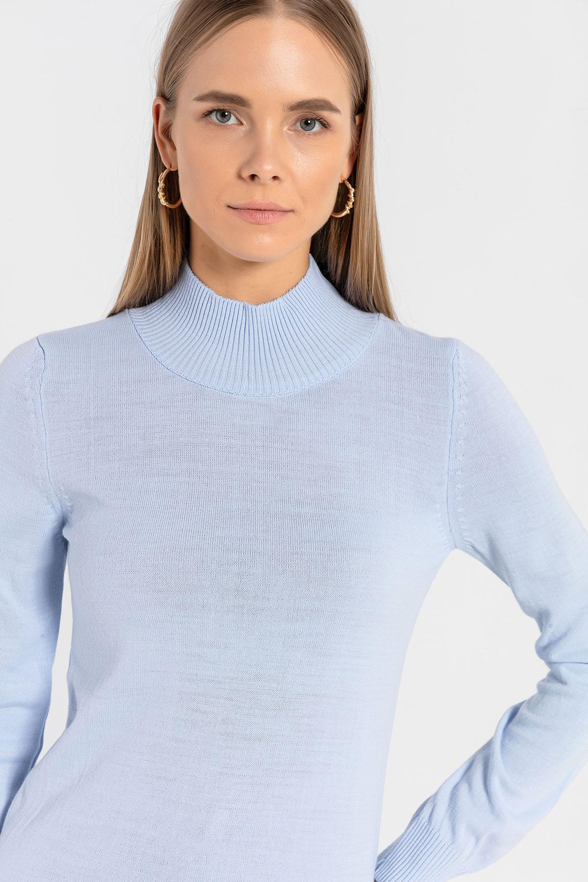 Yarım Balıkçı Yaka Basic Kadın Triko Kazak-32845-1