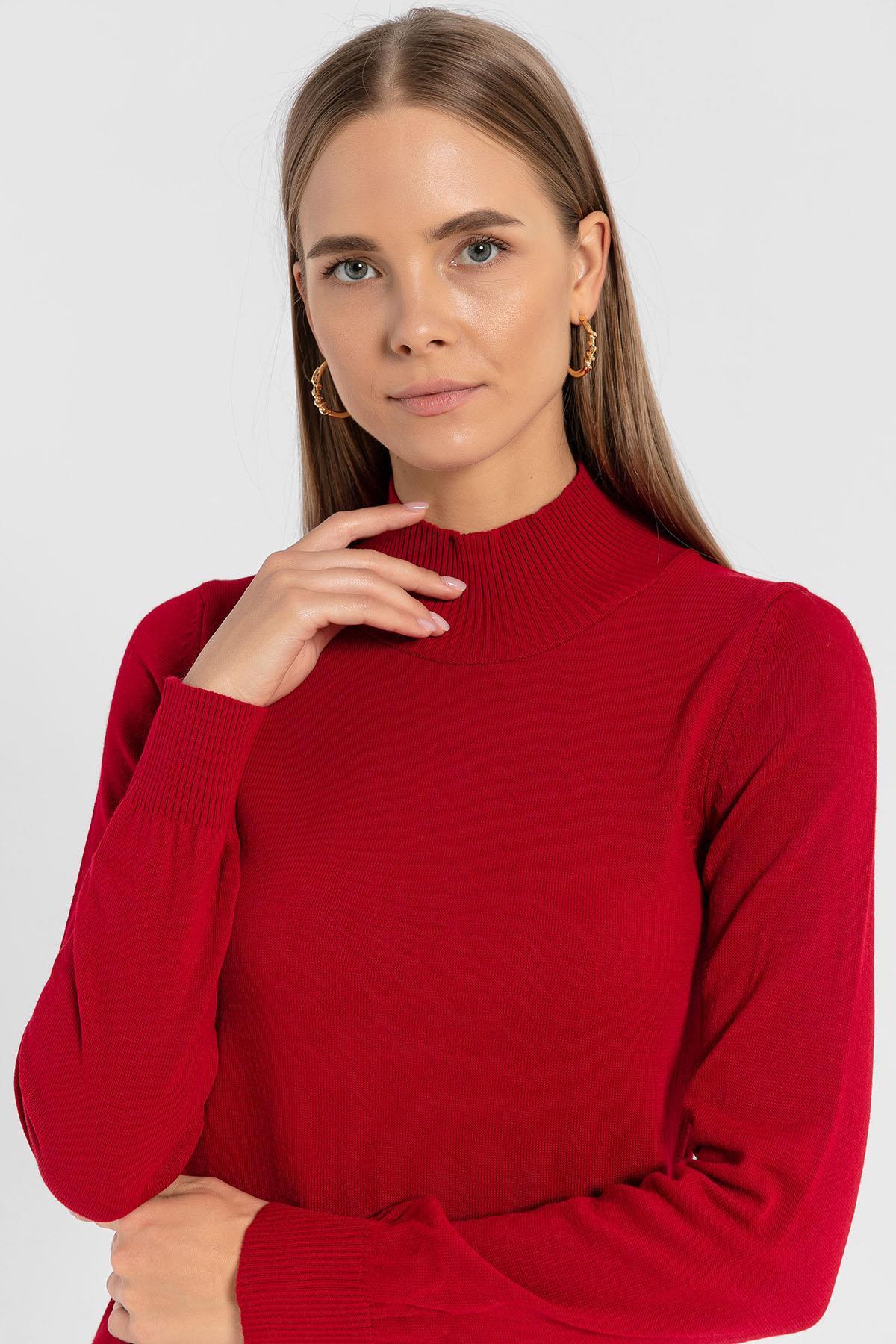 Yarım Balıkçı Yaka Basic Kadın Triko Kazak-32845-1