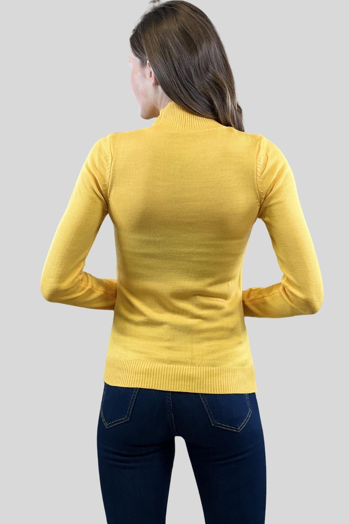 Yarım Balıkçı Yaka Basic Kadın Triko Kazak-32845-14