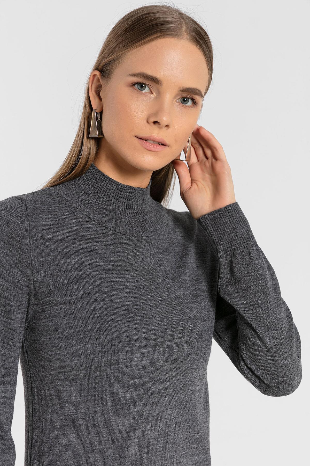 Yarım Balıkçı Yaka Basic Kadın Triko Kazak-32845-1