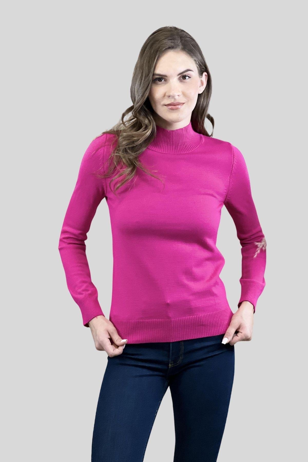 Yarım Balıkçı Yaka Basic Kadın Triko Kazak-32845-14