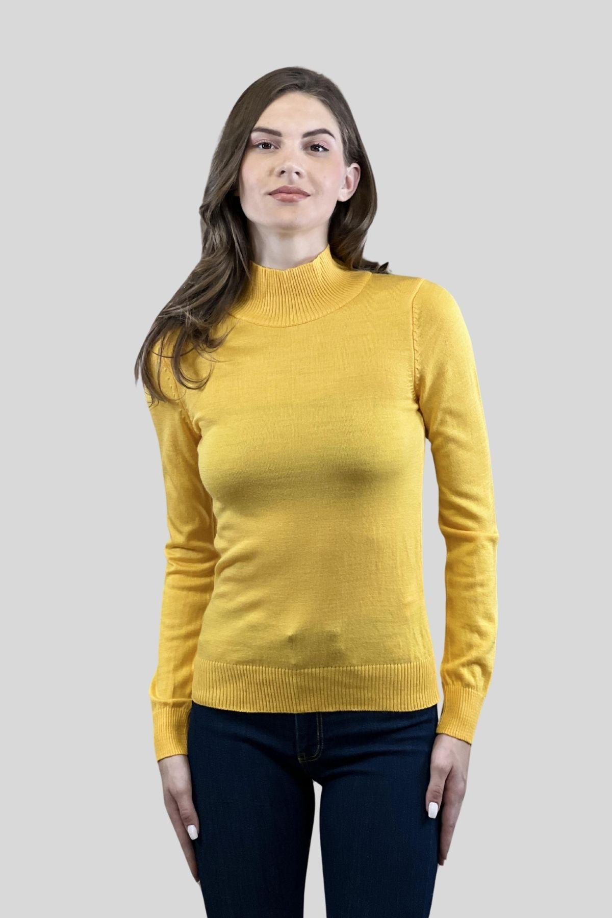 Yarım Balıkçı Yaka Basic Kadın Triko Kazak-32845-14