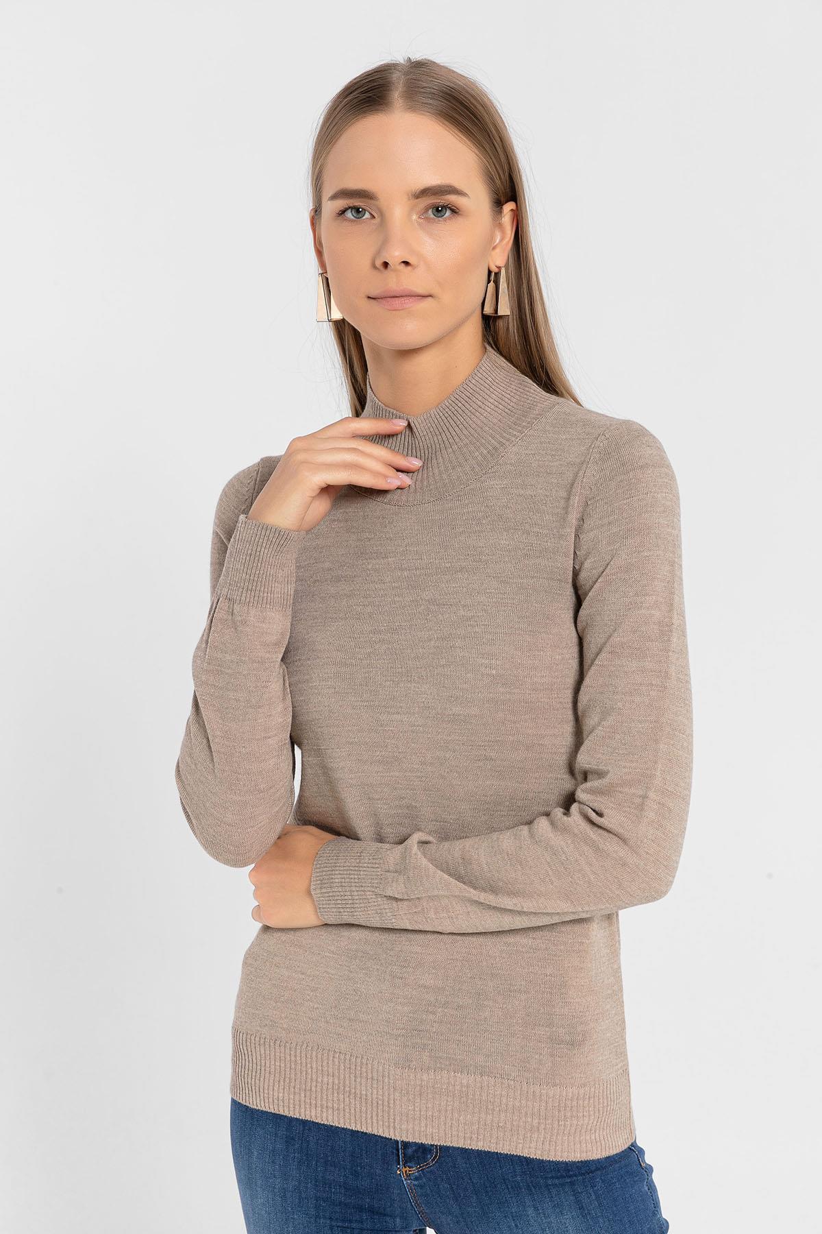 Yarım Balıkçı Yaka Basic Kadın Triko Kazak-32845-1