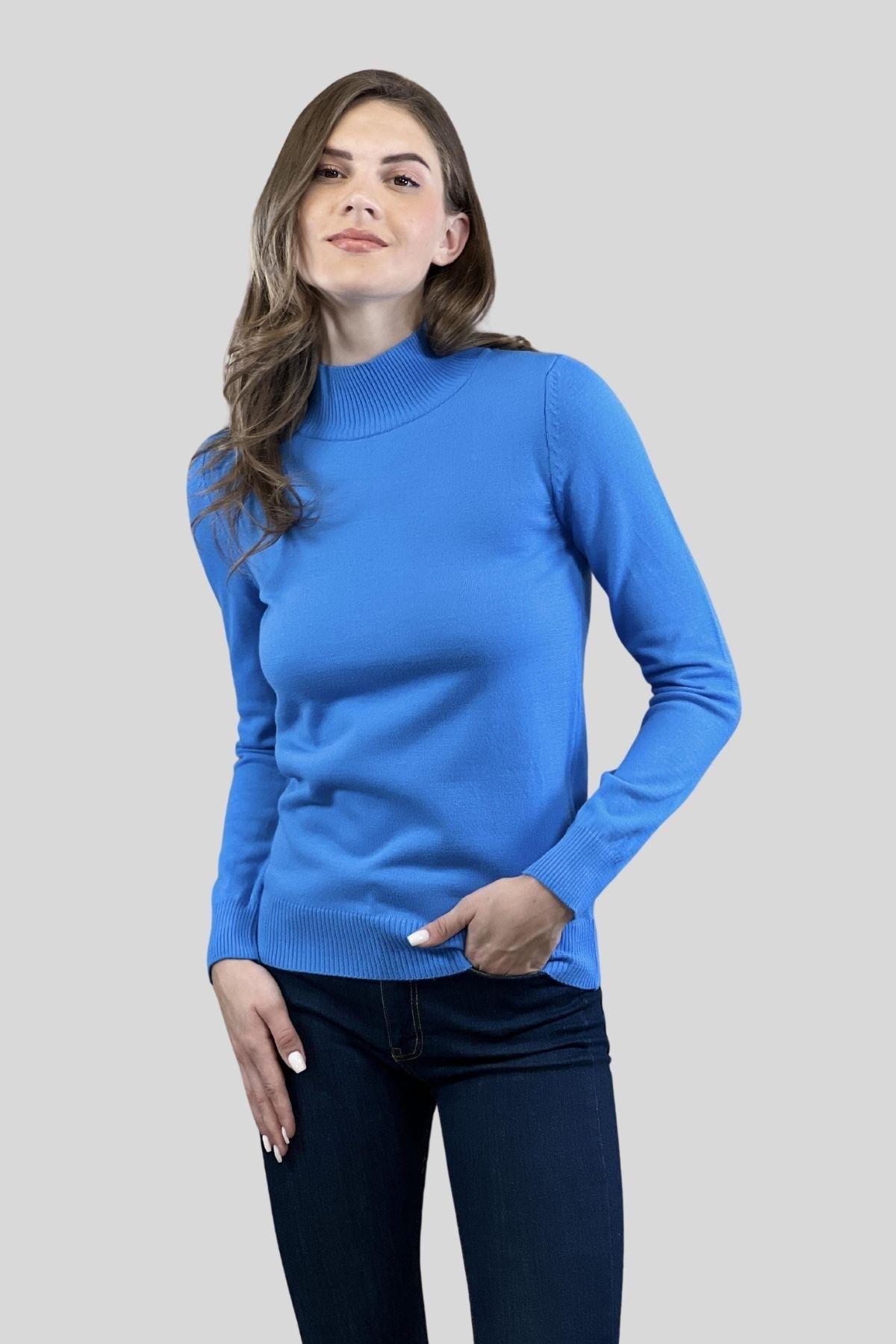 Yarım Balıkçı Yaka Basic Kadın Triko Kazak-32845-14