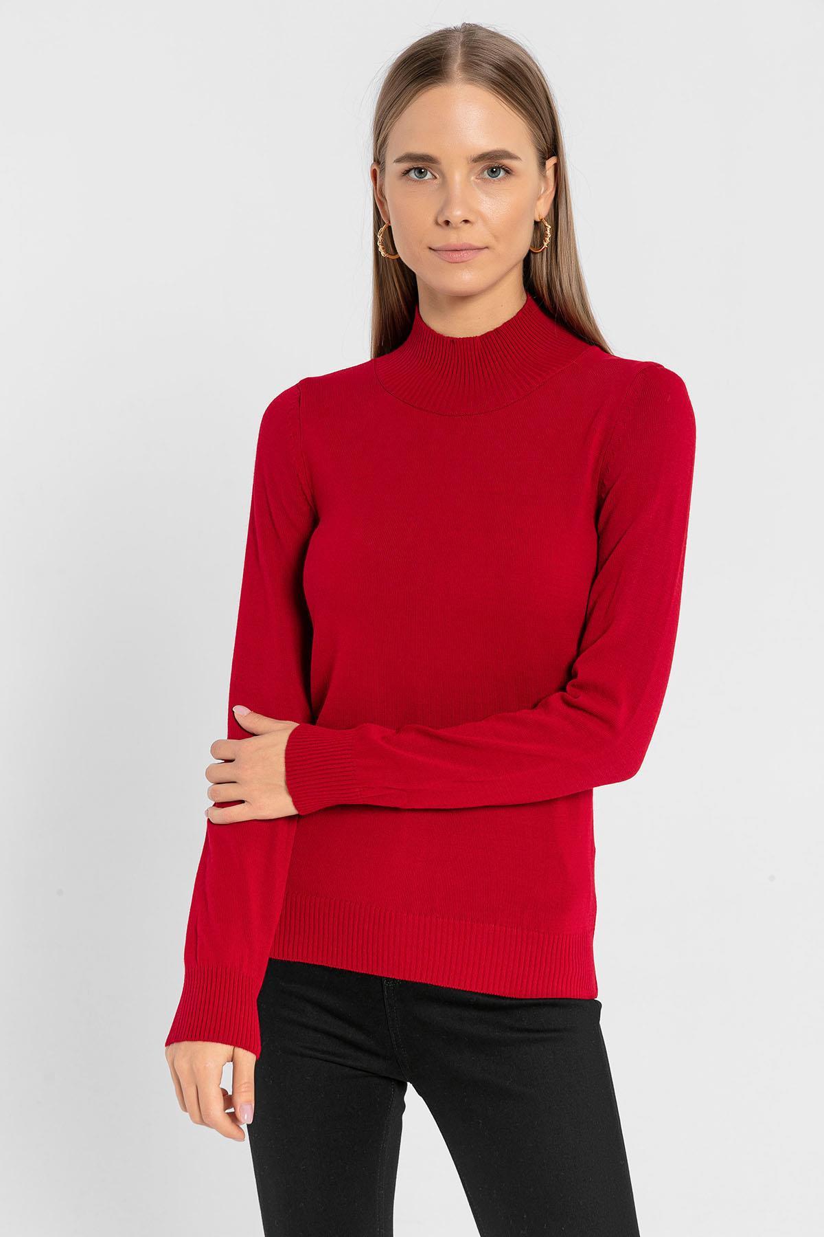 Yarım Balıkçı Yaka Basic Kadın Triko Kazak-32845-1